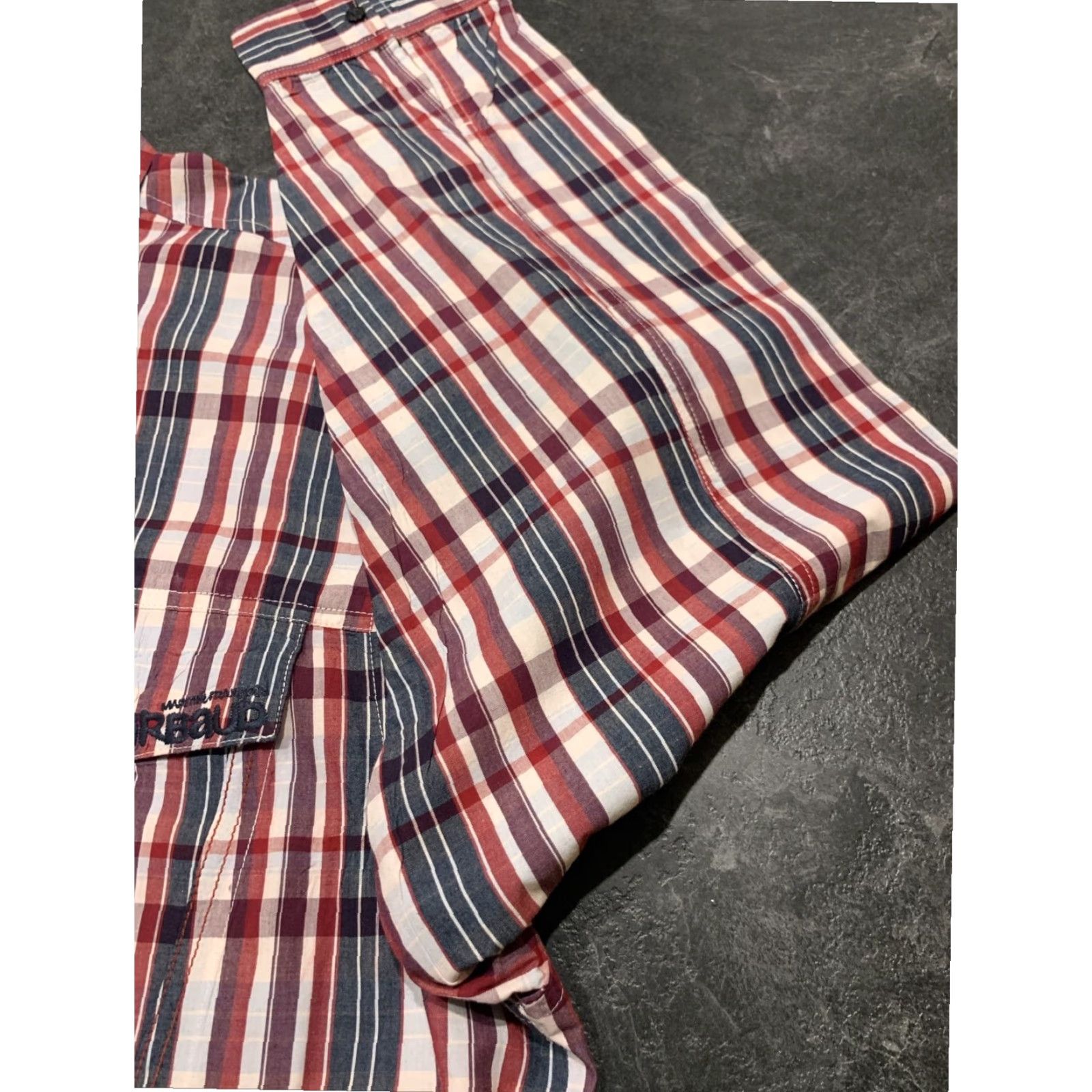 Vintage Girbaud Men's XL Long Sleeve Plaid Button-Up Shirt Red Blue Cotton Size US XL / EU 56 / 4 - 2 Thumbnail