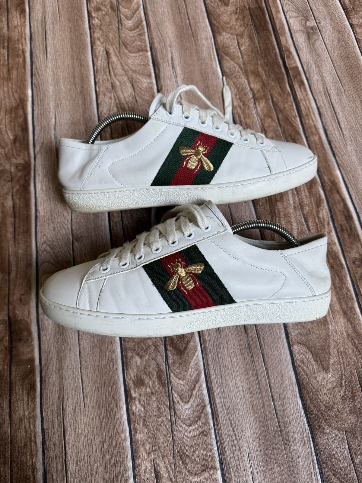 Gucci Ace Leather Trainers Shoes in White, Men's (Size 9)