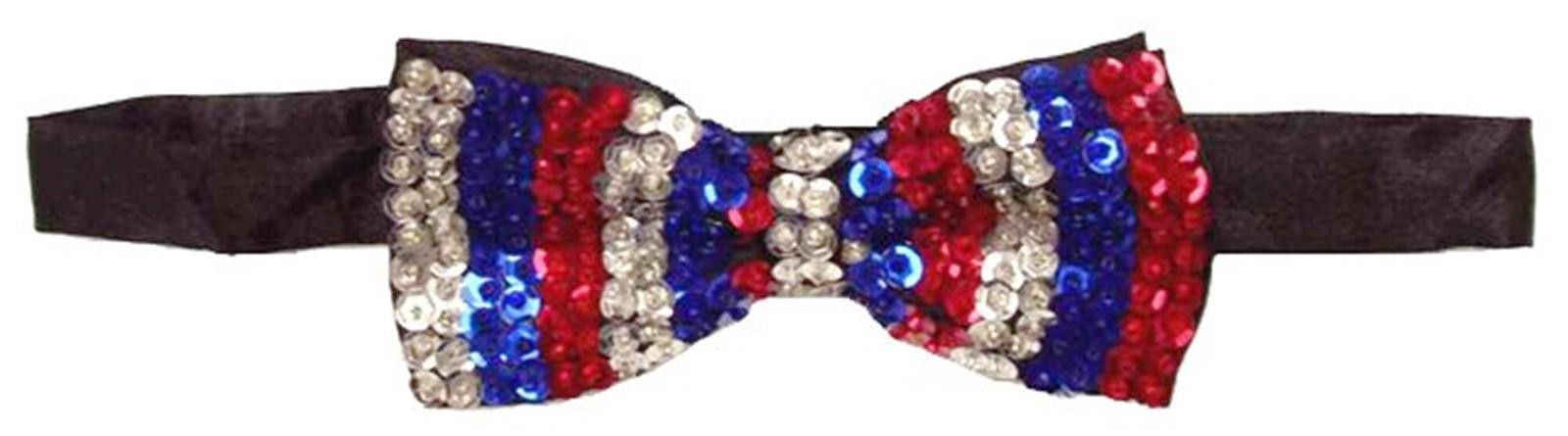 Designer Sequin Bow Tie USA STRIPES Adult Unisex Size ONE SIZE - 1 Preview