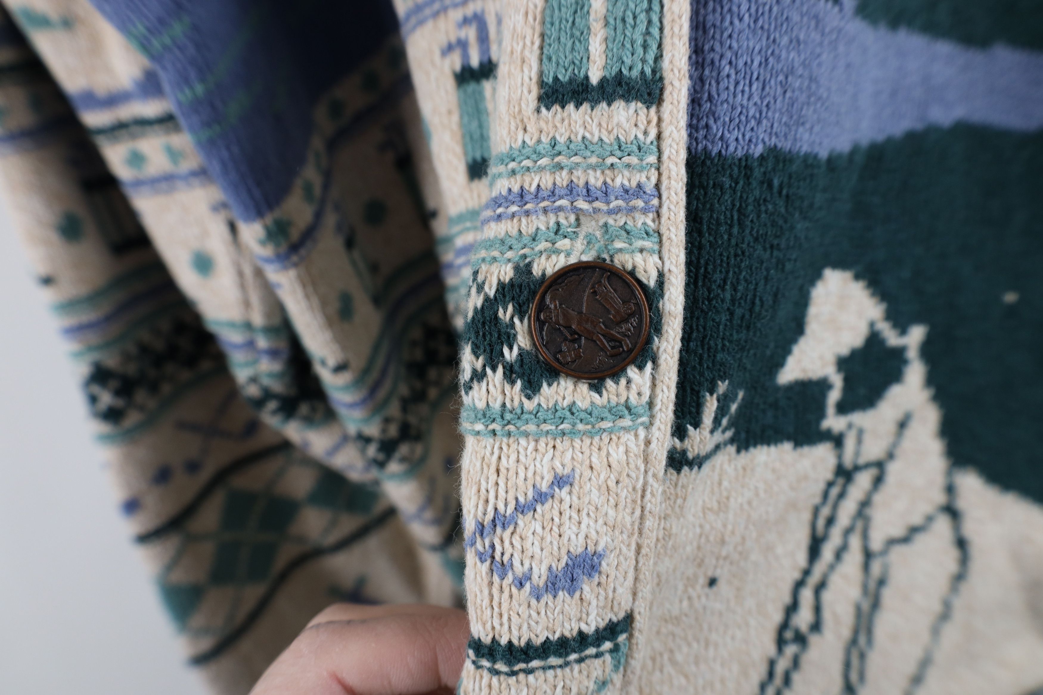 Vintage Vintage 90s Streetwear Golf All Over Print Cardigan Sweater Size L / US 10 / IT 46 - 6 Thumbnail