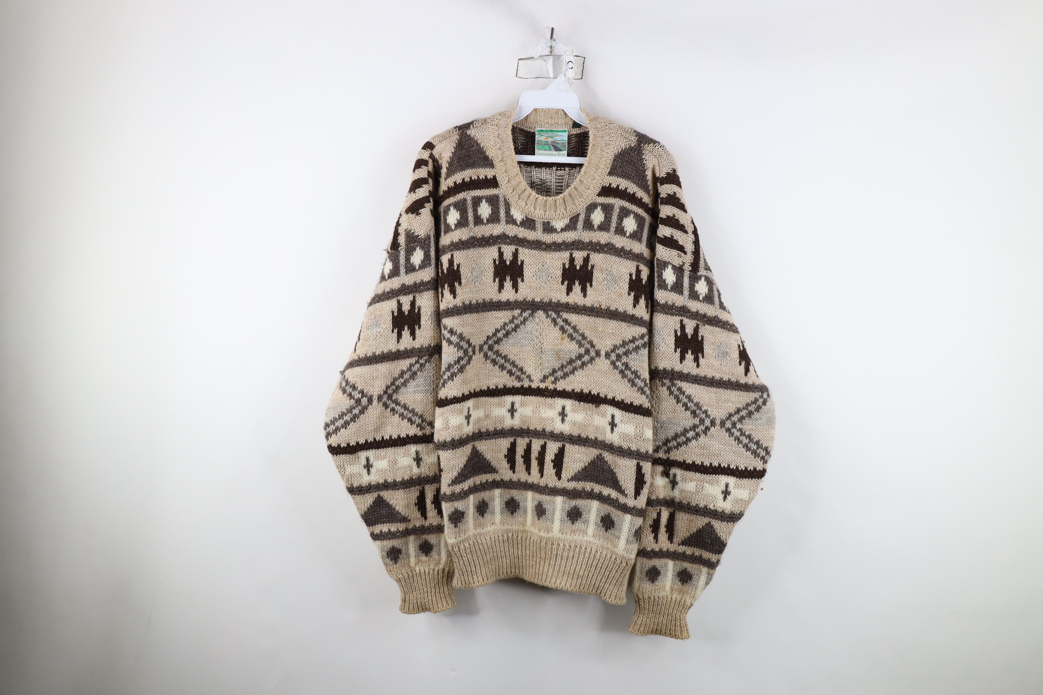 Vintage Vintage 90s Streetwear Wool Fair Isle Fisherman Sweater Size US L / EU 52-54 / 3 - 1 Thumbnail