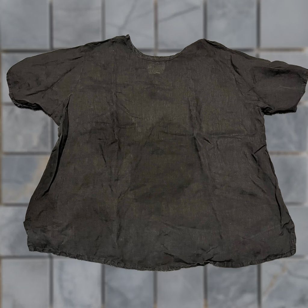 FLAX Flax Linen Shirt Womens Large Black Baggy Ahort Sleeve Size L / US 10 / IT 46 - 1 Thumbnail