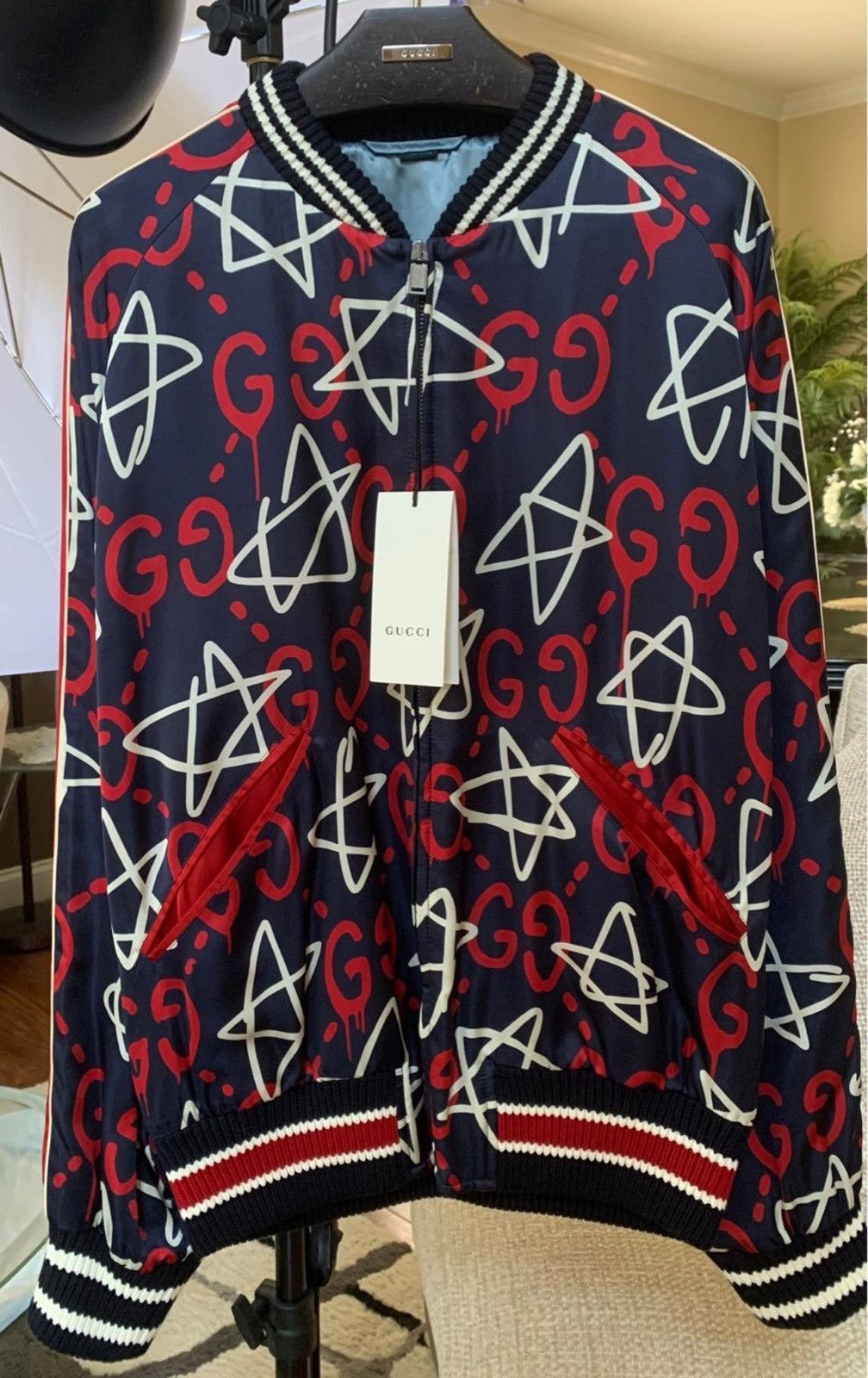 Gucci Gucci Ghost Star Silk Bomber Size US L / EU 52-54 / 3 - 1 Thumbnail
