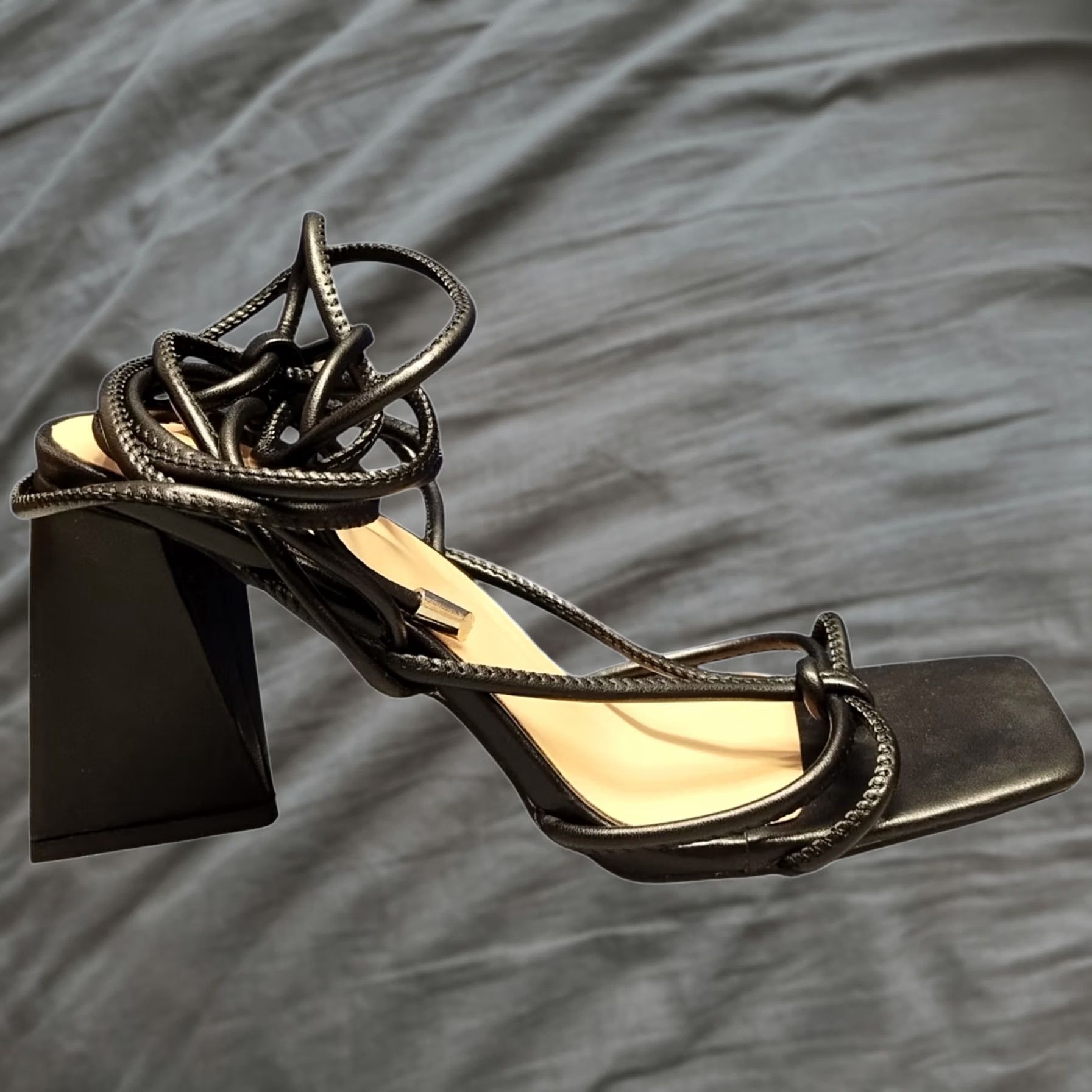 Vintage Lady Godiva Strappy Heels Womens Size 11 Black Comfort Square Toe Party/Cocktail Womens Shoes Size US 11 / IT 41 - 1 Thumbnail