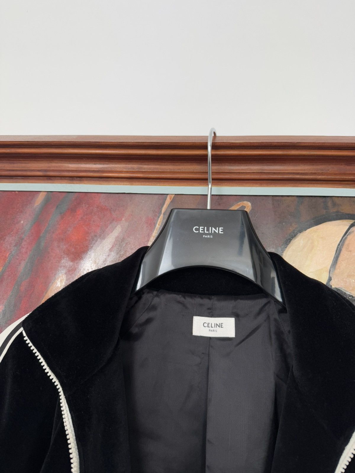 Celine Celine Track Jacket Velour Zip Up Black Designer Sweatshirt Size US M / EU 48-50 / 2 - 6 Thumbnail