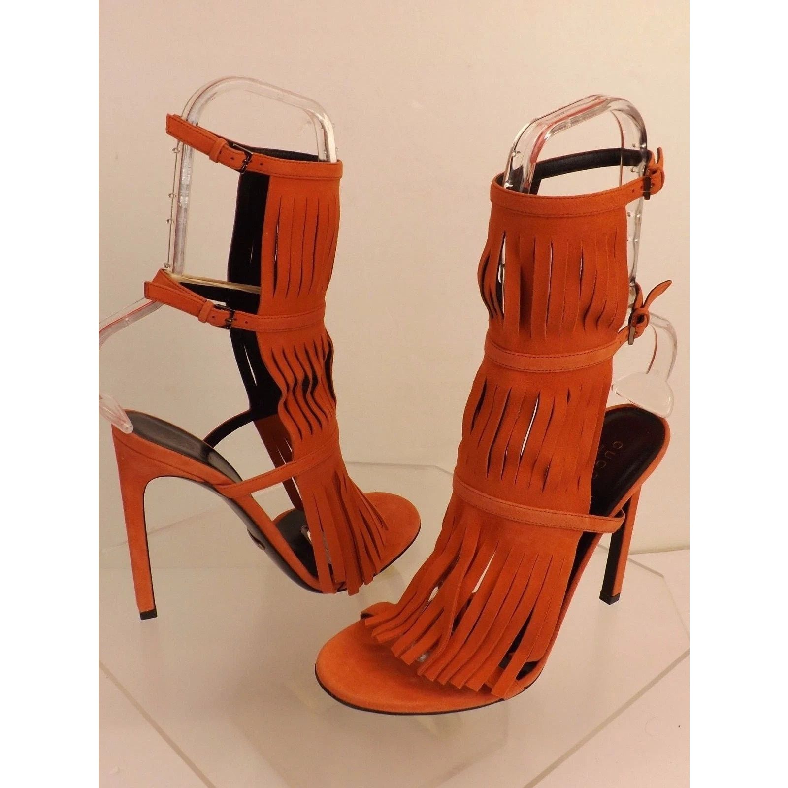Gucci GUCCI ORANGE SUEDE FRINGE GLADIATOR SANDALS PUMPS 36.5 ITALY Size US 6.5 / IT 36.5 - 6 Thumbnail