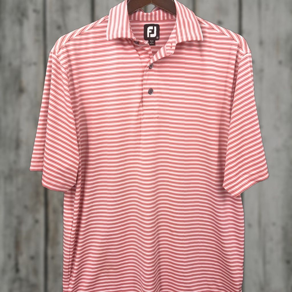 Footjoy Footjoy Polo Shirt Mens M Pink White Striped FJ Oxford Golf Preppy Dad Size US M / EU 48-50 / 2 - 1 Thumbnail