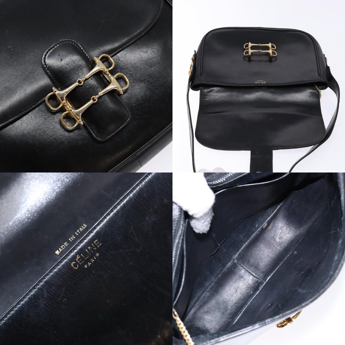 Celine CELINE Shoulder Bag Leather Black Gold Size ONE SIZE - 11 Thumbnail