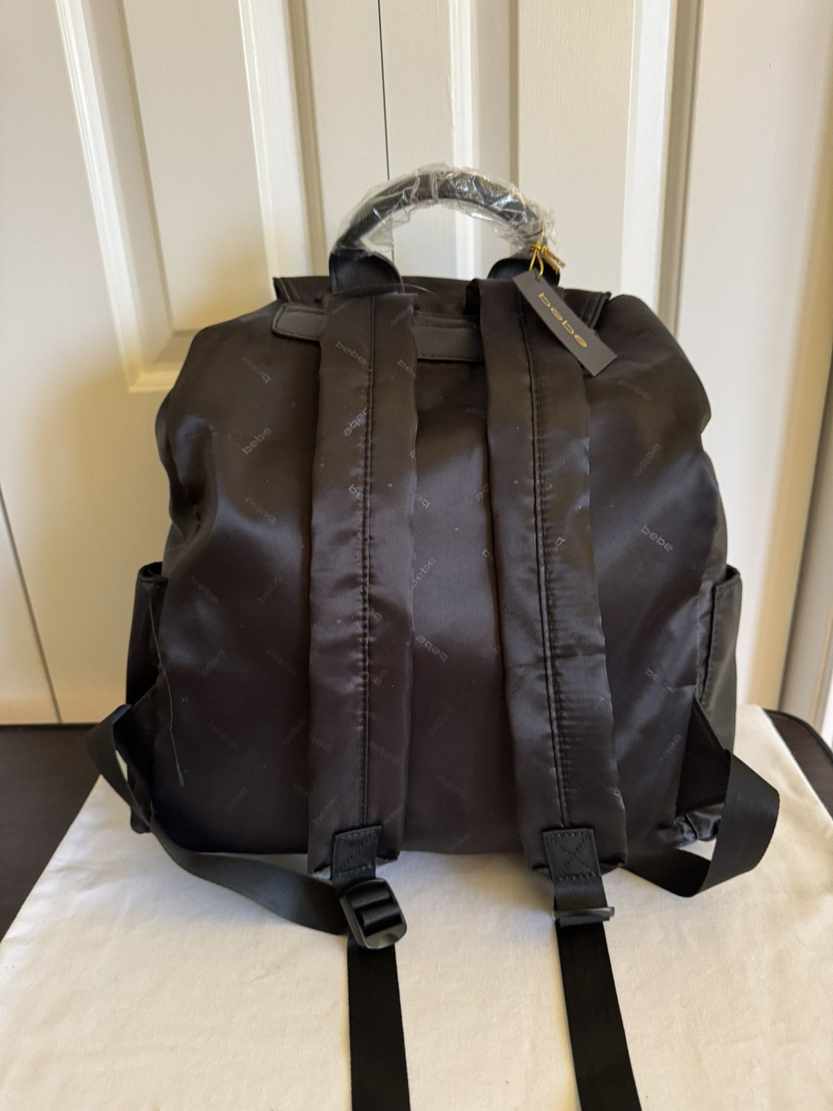 Bebe BEBE ICON Black Nylon Flap Backpack NWT $78 Size ONE SIZE - 2 Thumbnail
