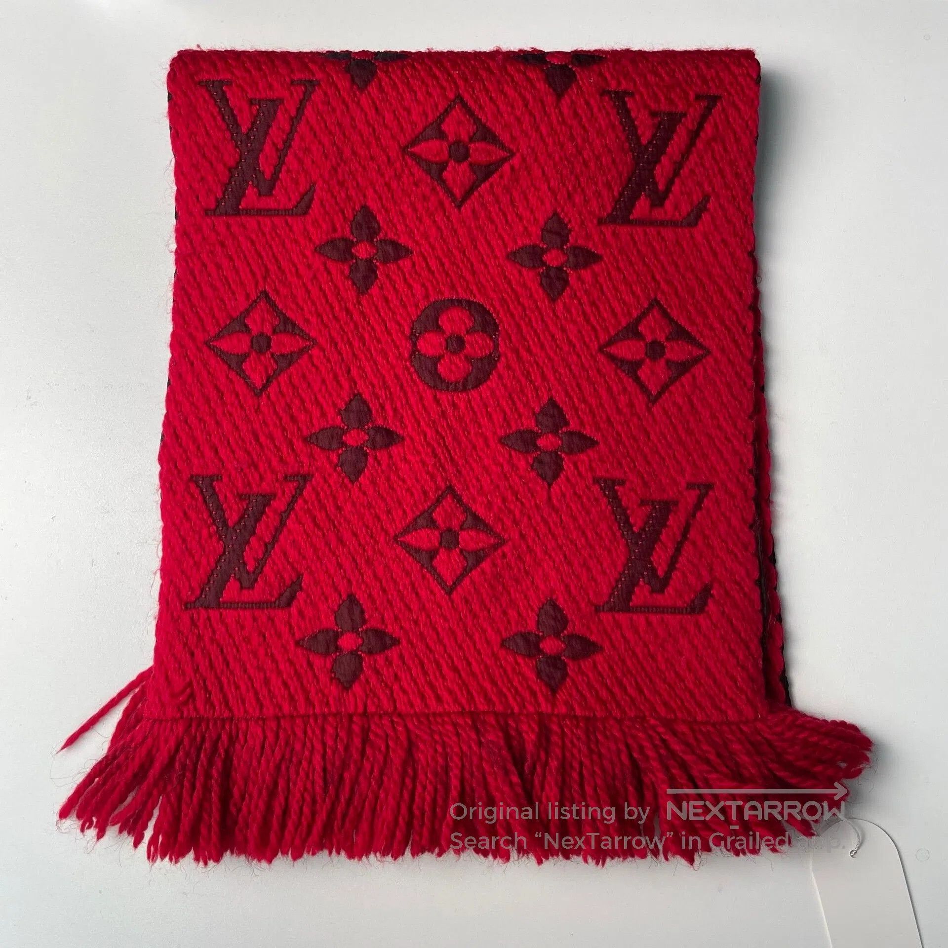 Louis Vuitton Louis Vuitton Red Full Logo Wool Scarf| Size ONE SIZE - 2 Thumbnail