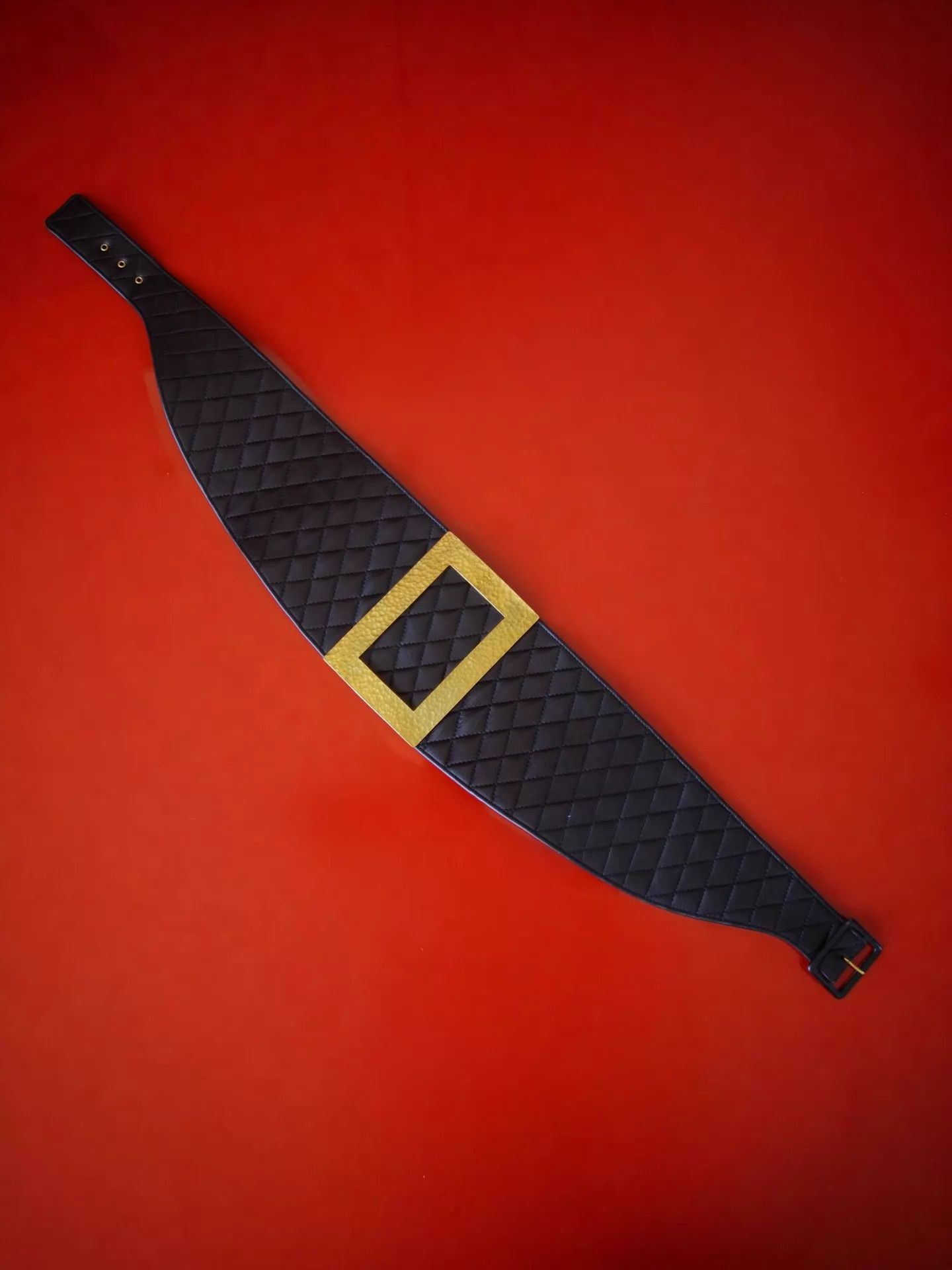 Chanel Chanel 1994 Quilted Black & Gold Wide Belt 80/32 Size ONE SIZE - 5 Thumbnail