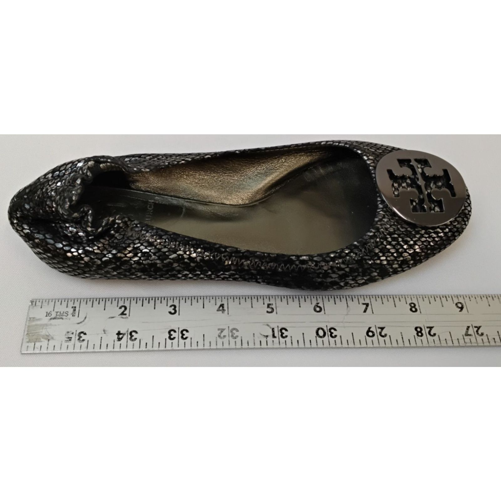 Tory Burch Tory Burch Reva Ballet Flats Women's 6.5M Silver Embossed Size US 6.5 / IT 36.5 - 10 Thumbnail