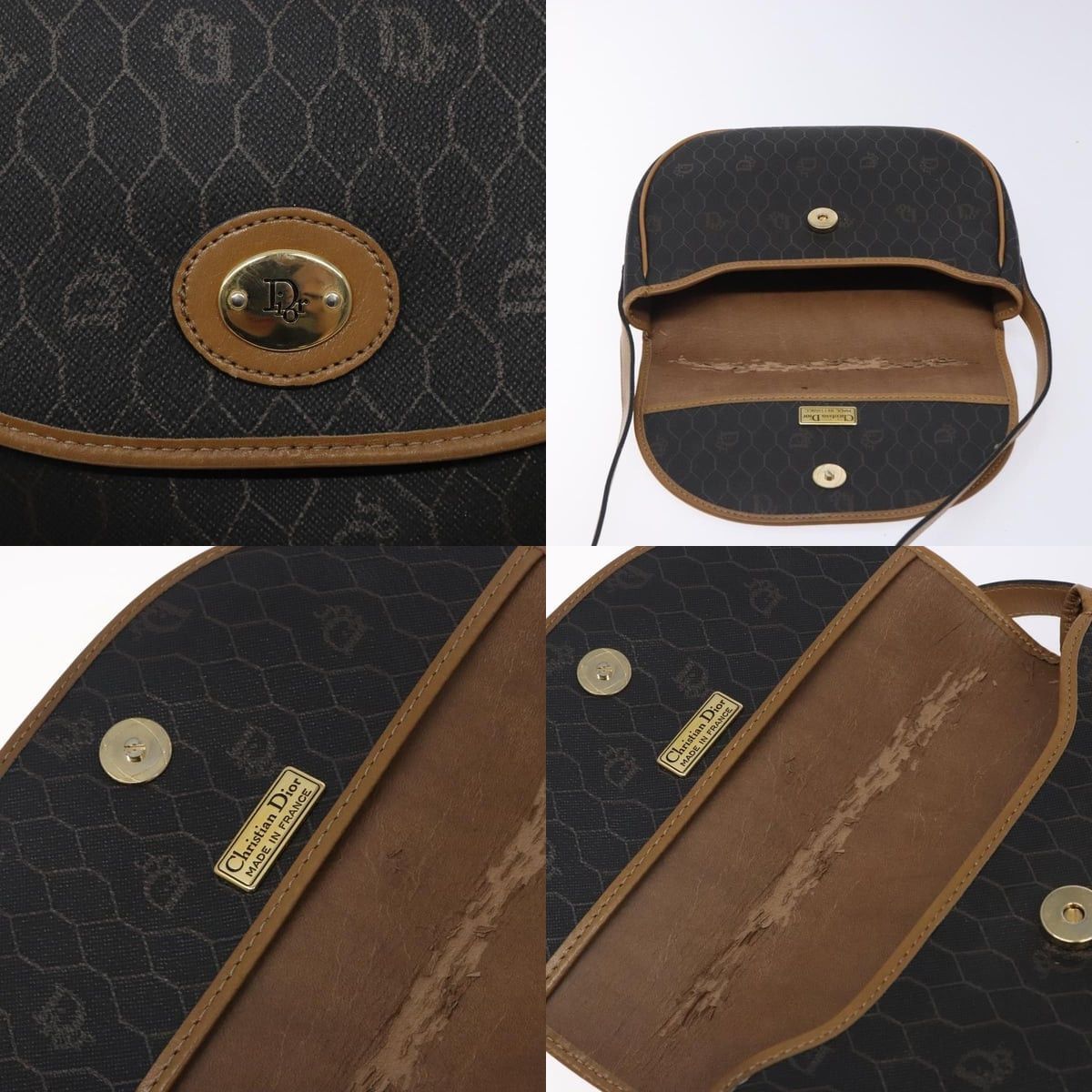 Dior DIOR Honeycomb Canvas Shoulder Bag Pvc Black Gold Size ONE SIZE - 11 Thumbnail