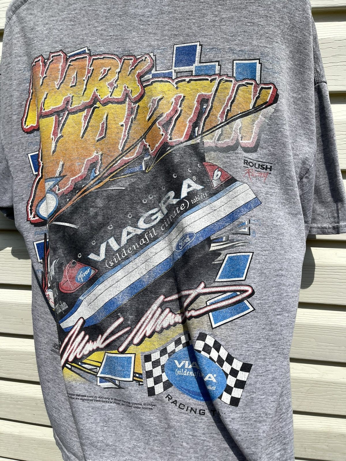 NASCAR 90s Viagra NASCAR Ford Racing Mark Martin Vintage Tee Shirt Size US XL / EU 56 / 4 - 18 Thumbnail