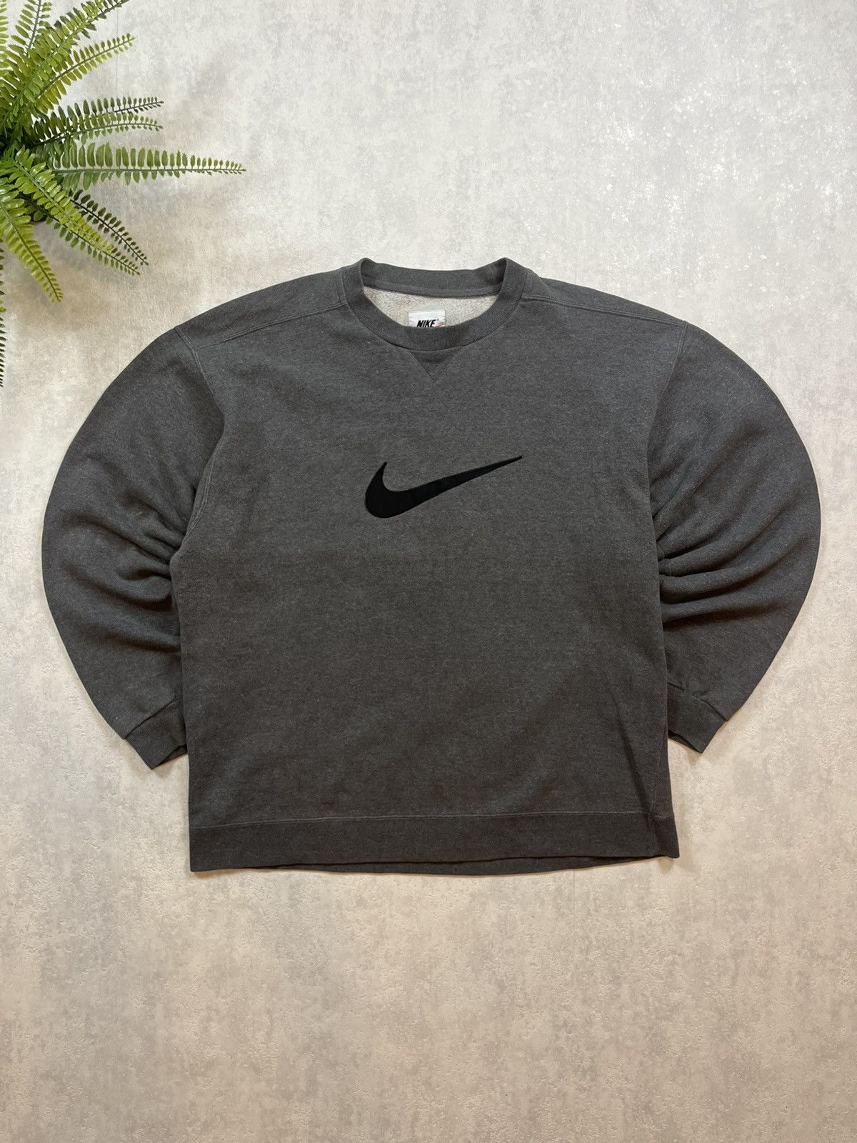 Nike × Vintage 90s Nike Big Central Swoosh Vintage Y2K Oversized Sweatshirt Size US M / EU 48-50 / 2 - 1 Thumbnail