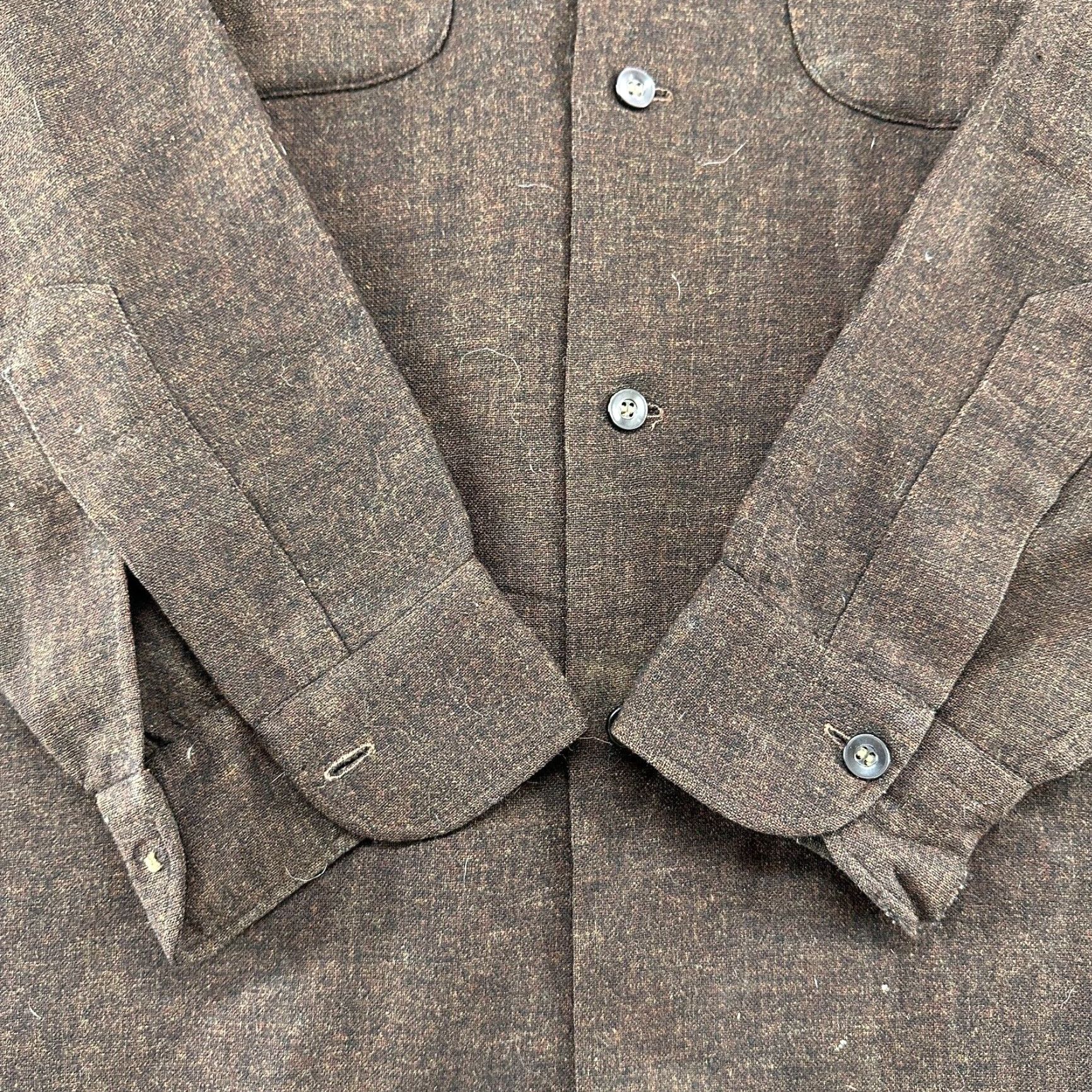 Pendleton VINTAGE Pendleton Shirt Mens M Brown Button-Up Wool Board Loop Collar Solid 60s Size US M / EU 48-50 / 2 - 2 Thumbnail