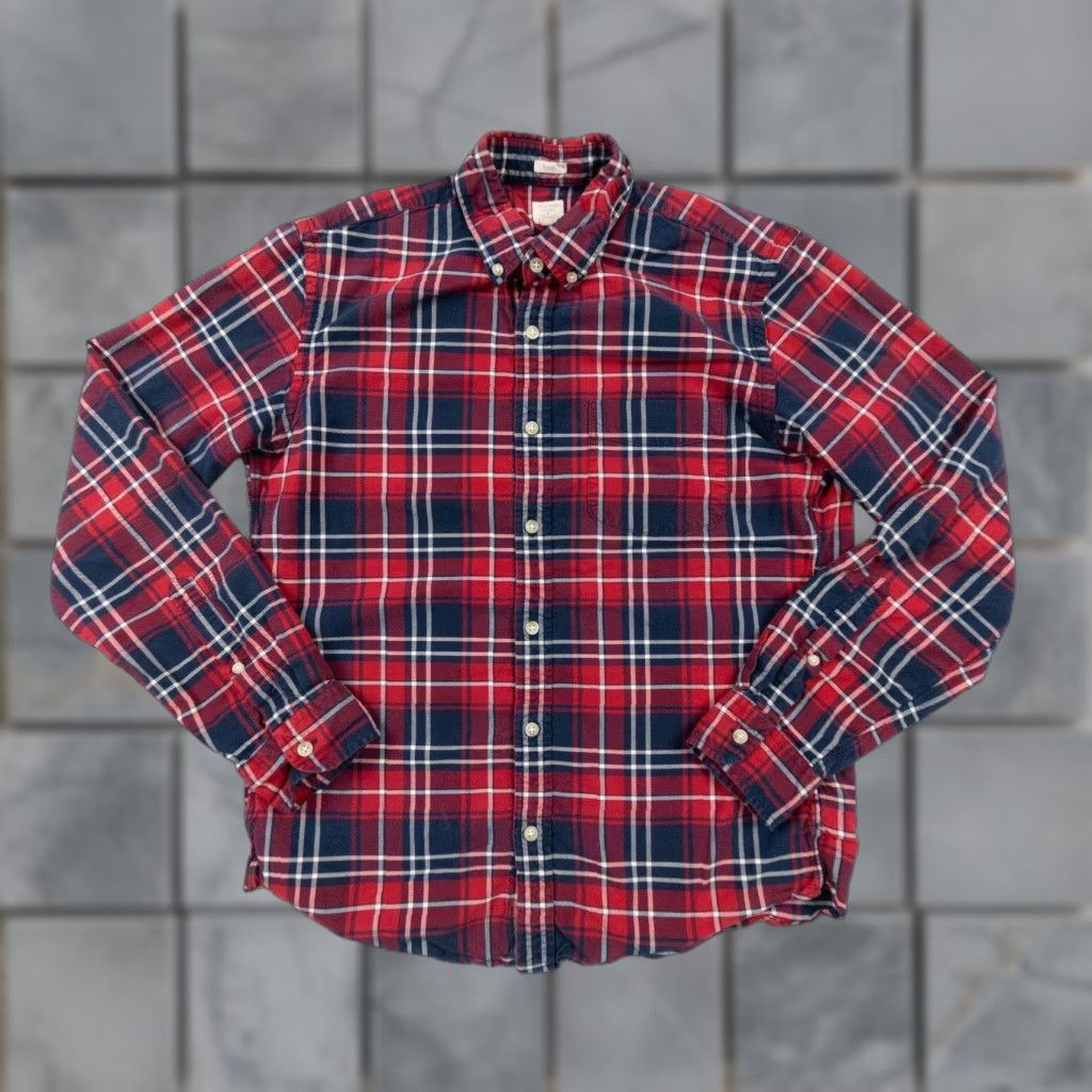 J.Crew J.CREW Shirt Men’s Medium Red Long Sleeve Button-Down Oxford Regular Fit Plaid 90s Preppy Button-Up Size US M / EU 48-50 / 2 - 1 Thumbnail