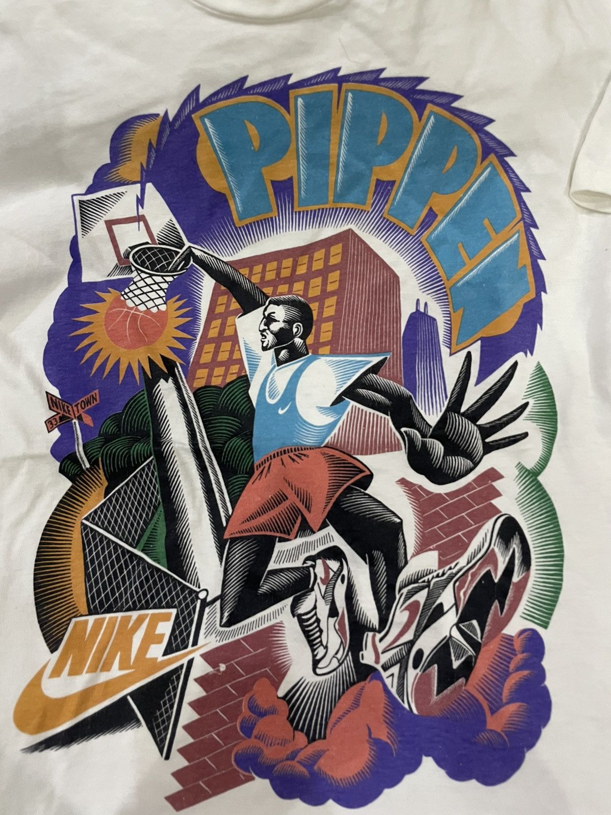 Nike × Vintage Vintage 90s Nike Pippen Art Work by Chris Gall Size US M / EU 48-50 / 2 - 2 Thumbnail