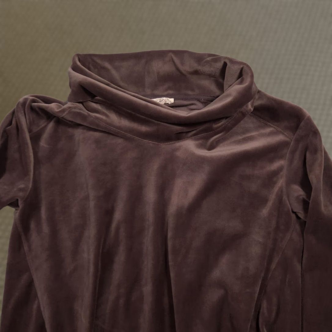 Velour Jane And Delancey Shirt Womens Medium Brown Velour Cowl Neck Long Sleeve Top Size M / US 6-8 / IT 42-44 - 1 Thumbnail