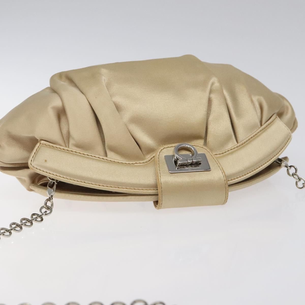 Salvatore Ferragamo Salvatore Ferragamo Gancini Chain Shoulder Bag Satin Beige Size ONE SIZE - 6 Thumbnail