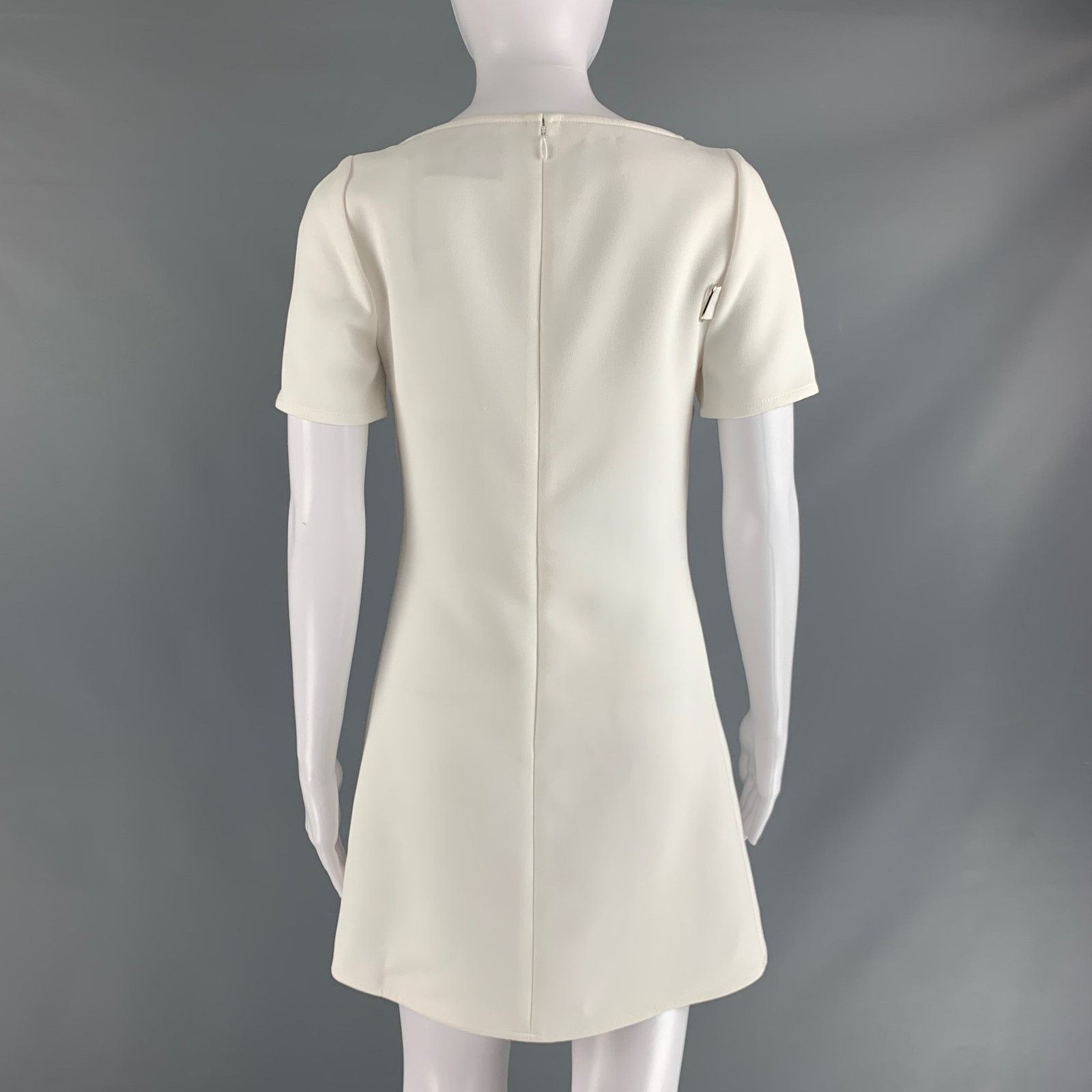 Courreges COURREGES White Polyester Blend Short Sleeve Mini Dress Size XS / US 0-2 / IT 36-38 - 4 Thumbnail