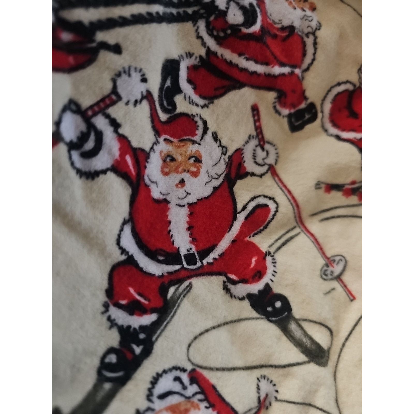 Other Nick and Nora VTG 90' Santa Christmas Sports Flannel Pajama Size ONE SIZE - 4 Thumbnail