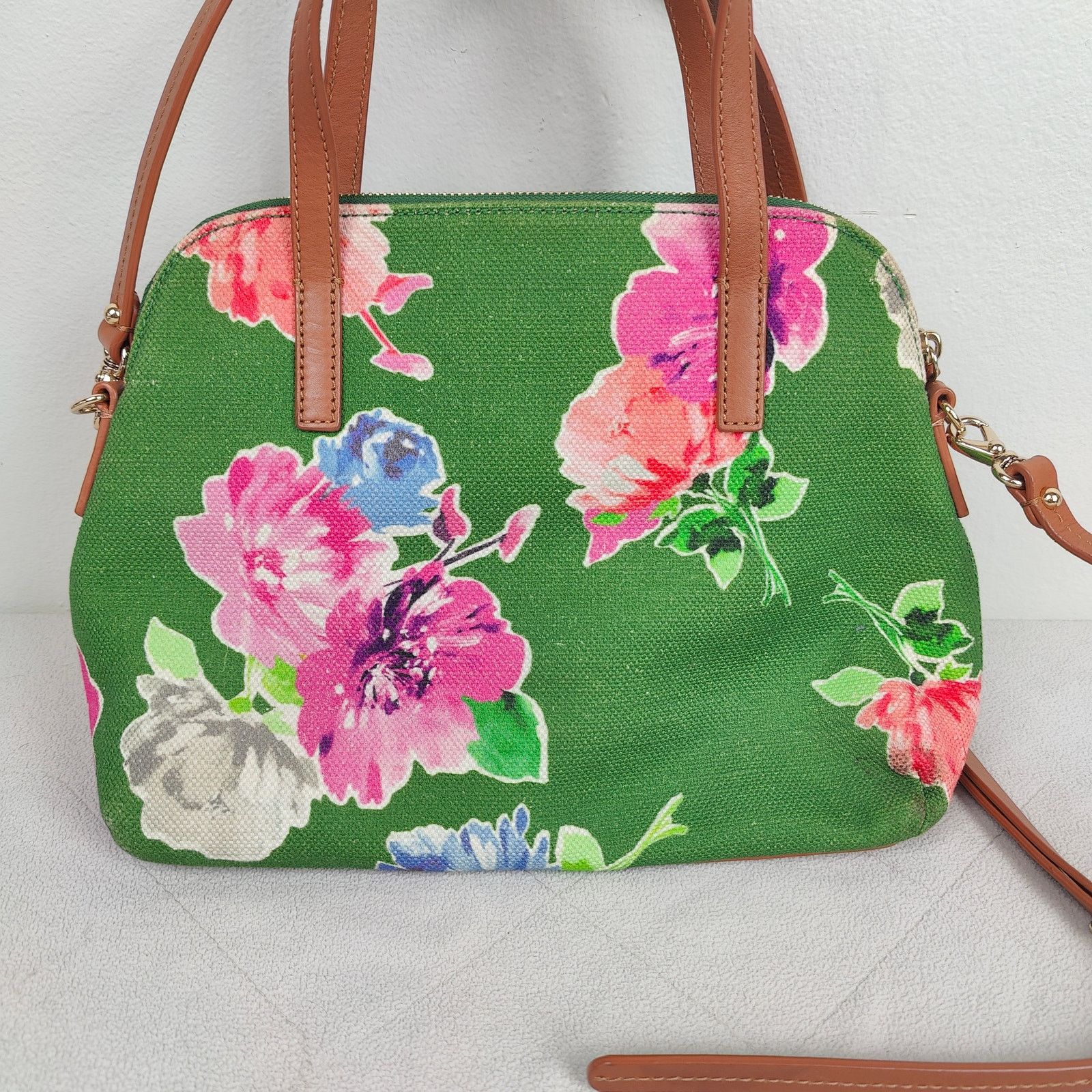 Kate Spade Kate Spade Floral Canvas Bag Green Top Handle Shoulder Strap Size ONE SIZE - 5 Thumbnail