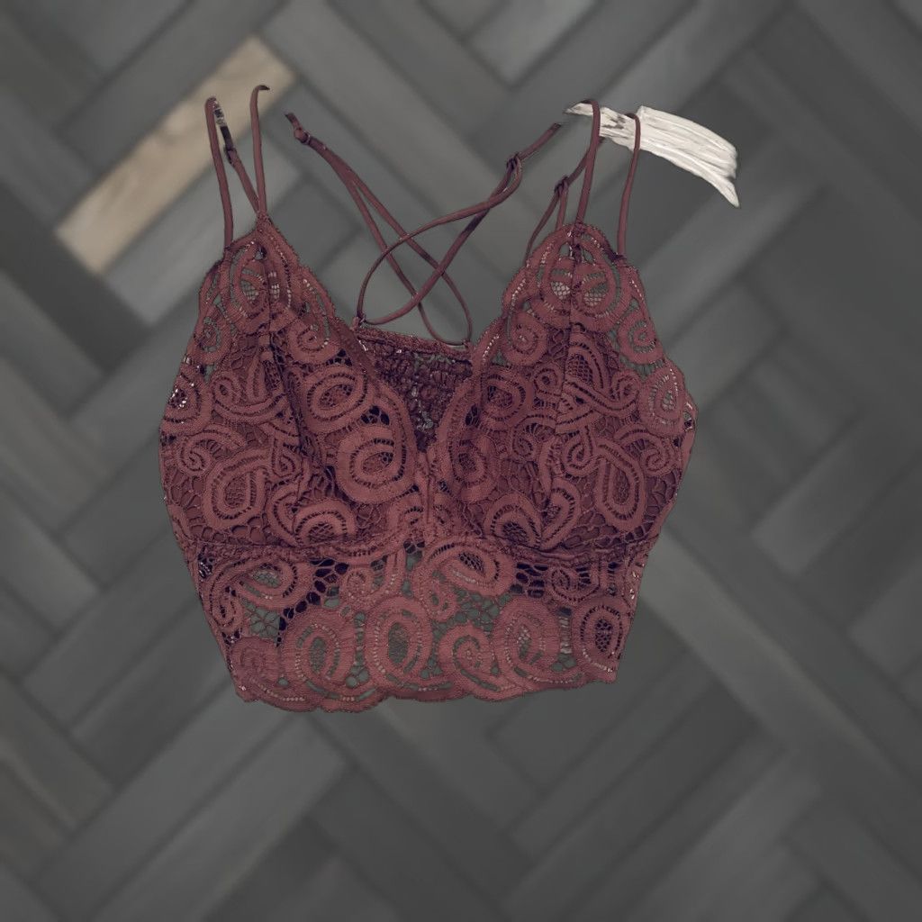 Victoria's Secret Victoria's Secret PINK Bralette Lilac Lace Crochet Strappy Spaghetti Strap Size ONE SIZE - 1 Thumbnail
