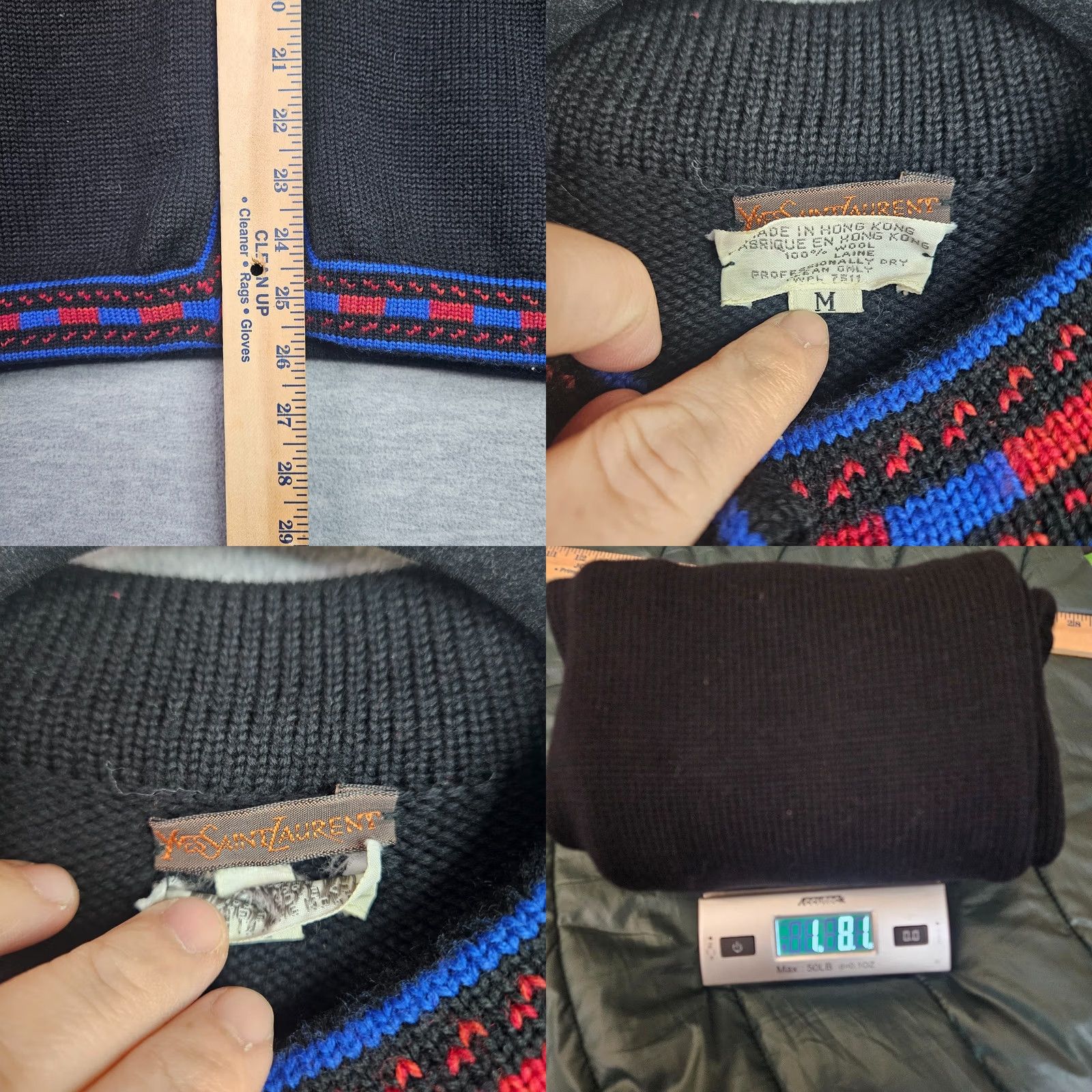 Yves Saint Laurent Yves Saint Laurent Cardigan Women's Black Knit Size M Vintage Blue Trim Wool Crew Neck Cardigan Womens Regular Modern Pattern Solid Vintage Yes Size M / US 6-8 / IT 42-44 - 8 Thumbnail