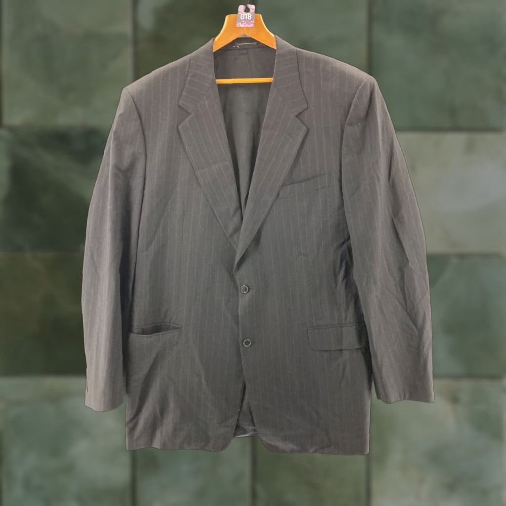 Canali Canali Suit Jacket Mens 46 XL Black Striped Wool Three-Button Extra Long Classic Size 46R - 1 Thumbnail