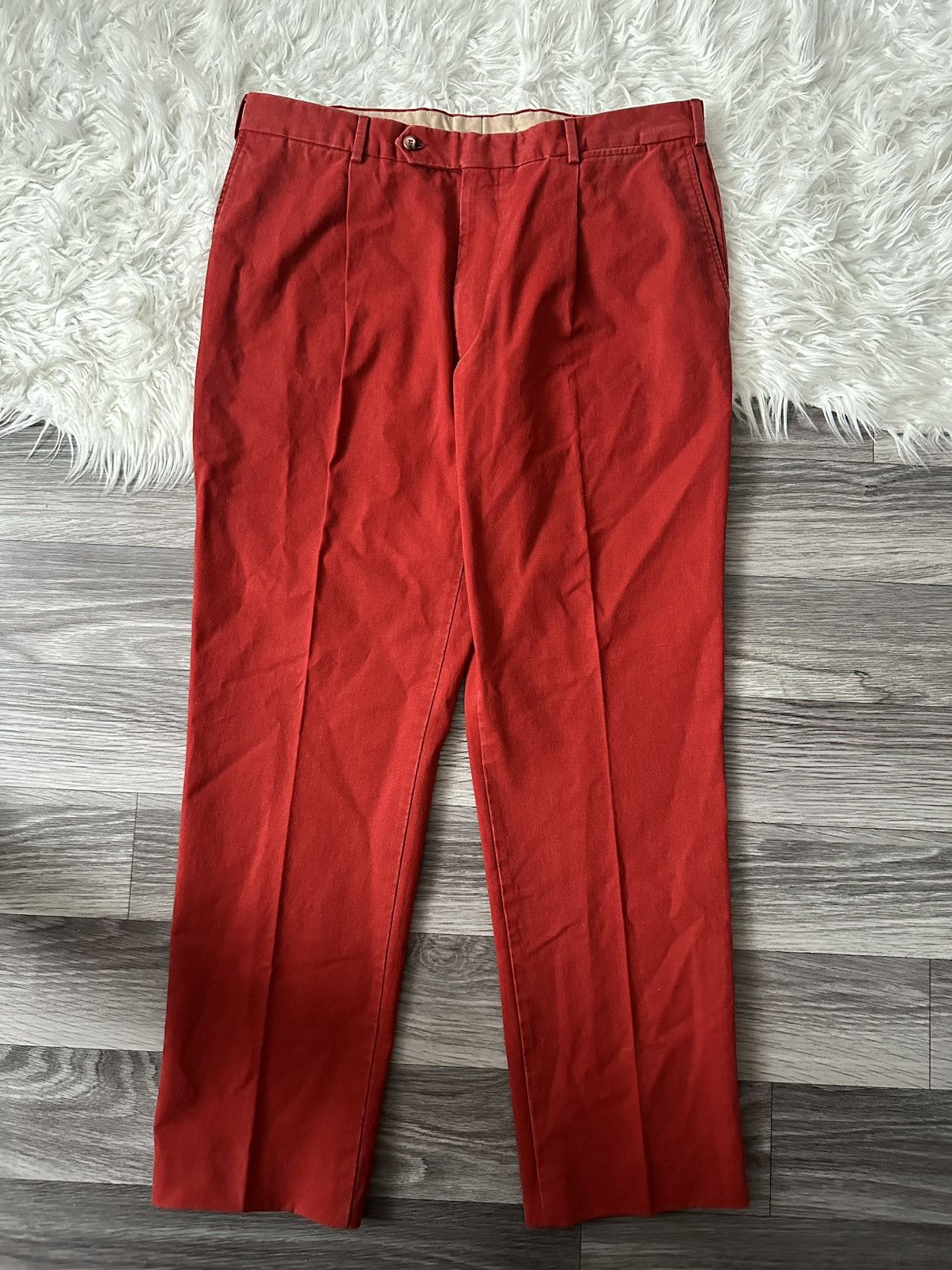 Burberry Burberry London Bright Red Pleated Chino Pants Vintage y2k Size US 38 / EU 54 - 1 Thumbnail