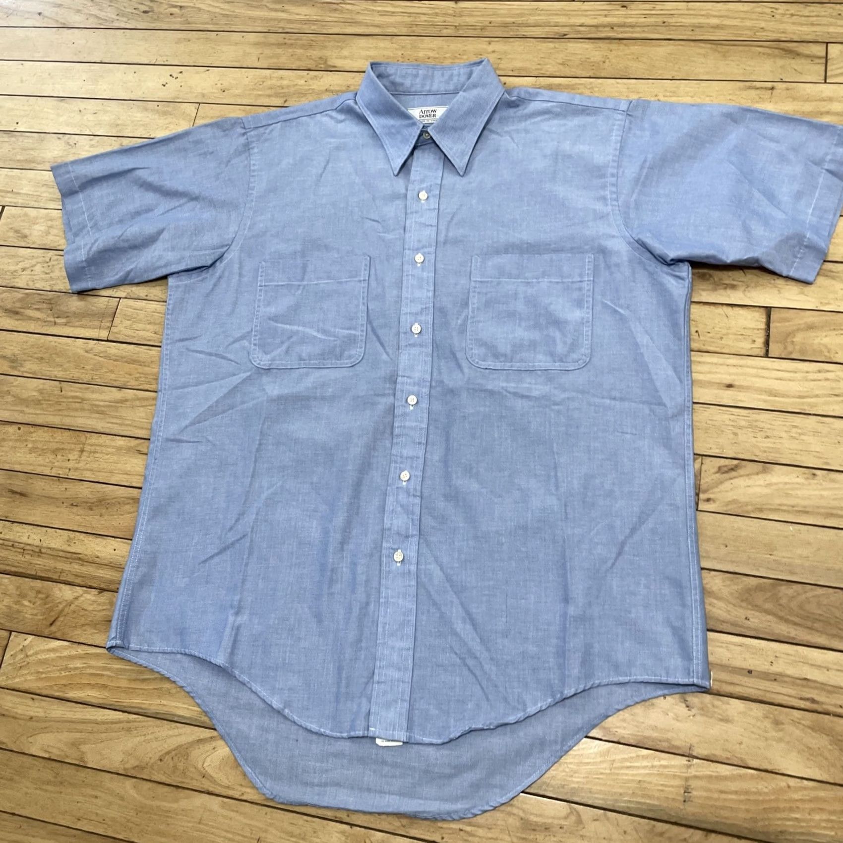 Arrow VINTAGE Arrow Dover Shirt Men 16 Tall Blue Button-Down Short Sleeve USA Made Striped 90s Oxford Casual Size US L / EU 52-54 / 3 - 3 Thumbnail