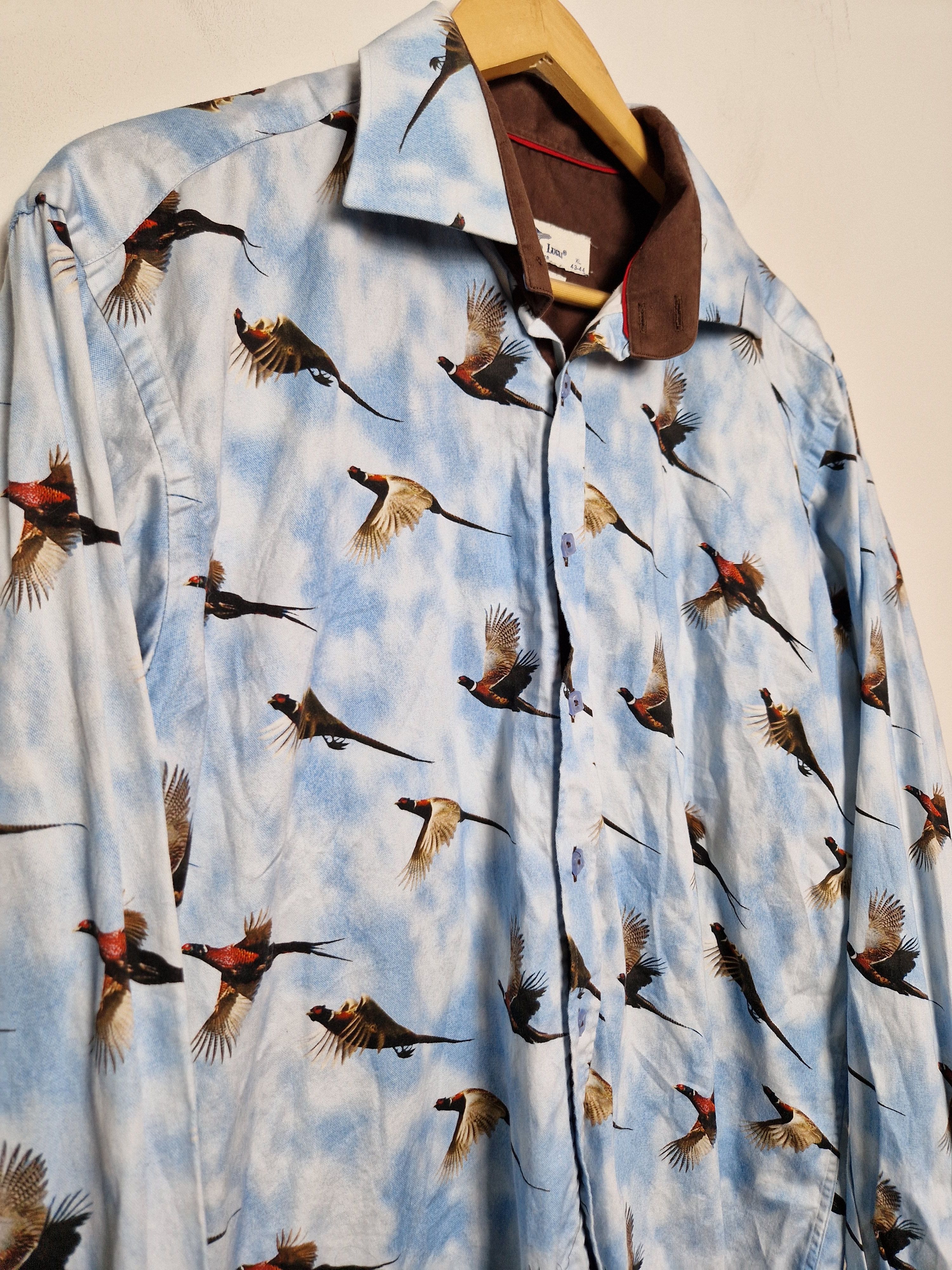 Japanese Brand × Vintage vintage flying pheasants birds sky printed shirt Size US XL / EU 56 / 4 - 7 Thumbnail