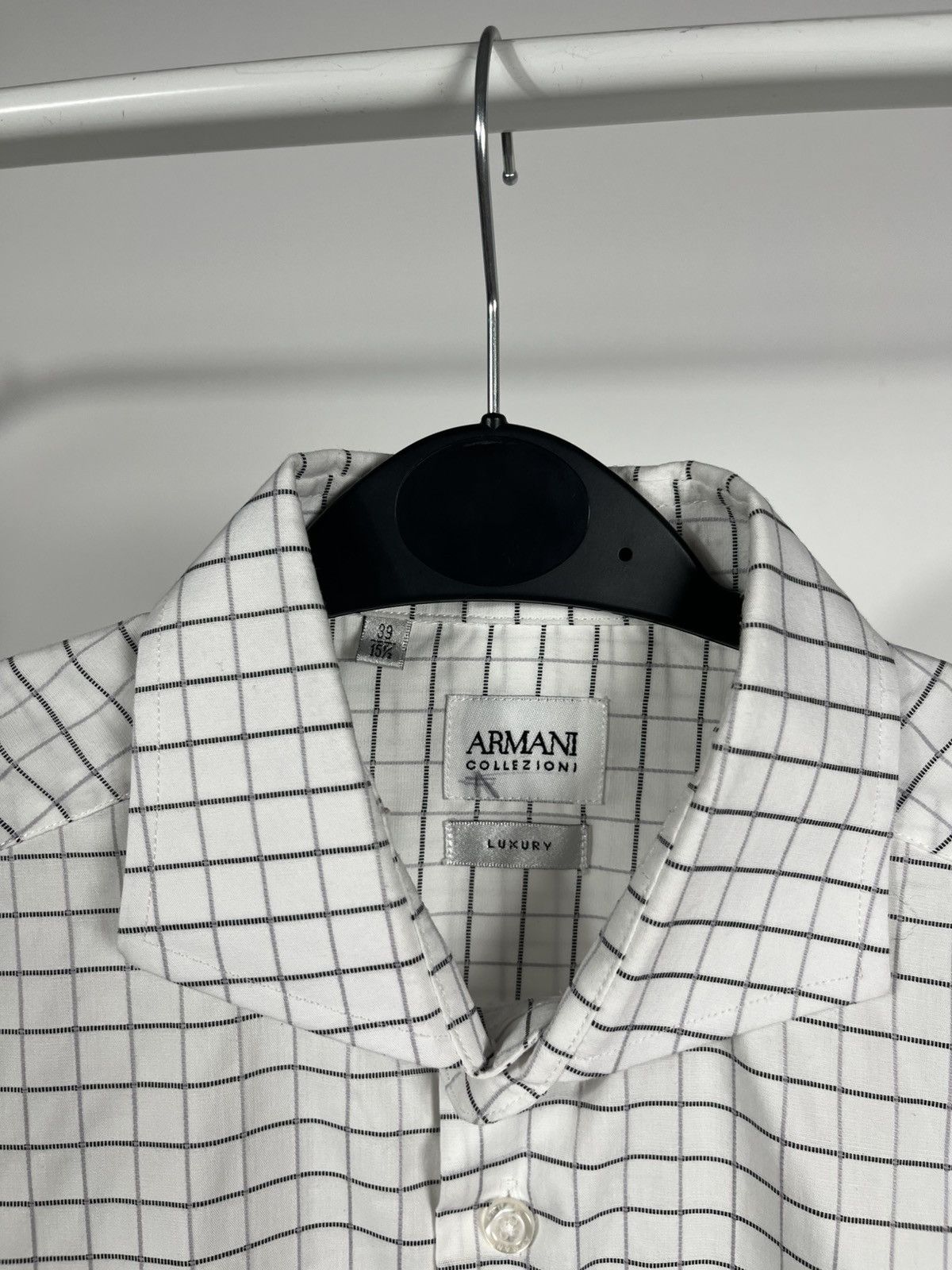 Armani Collezioni Armani Collezioni Luxury Shirt 39/15.5 Grid Check Cotton Size US M / EU 48-50 / 2 - 3 Thumbnail