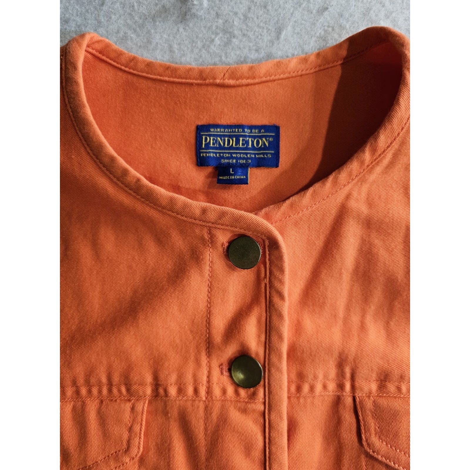 Pendleton VINTAGE Pendleton Denim Button Up Jacket Tangerine Orange Women's Large Reg Jacket Bohemian Retro S Size L / US 10 / IT 46 - 3 Thumbnail