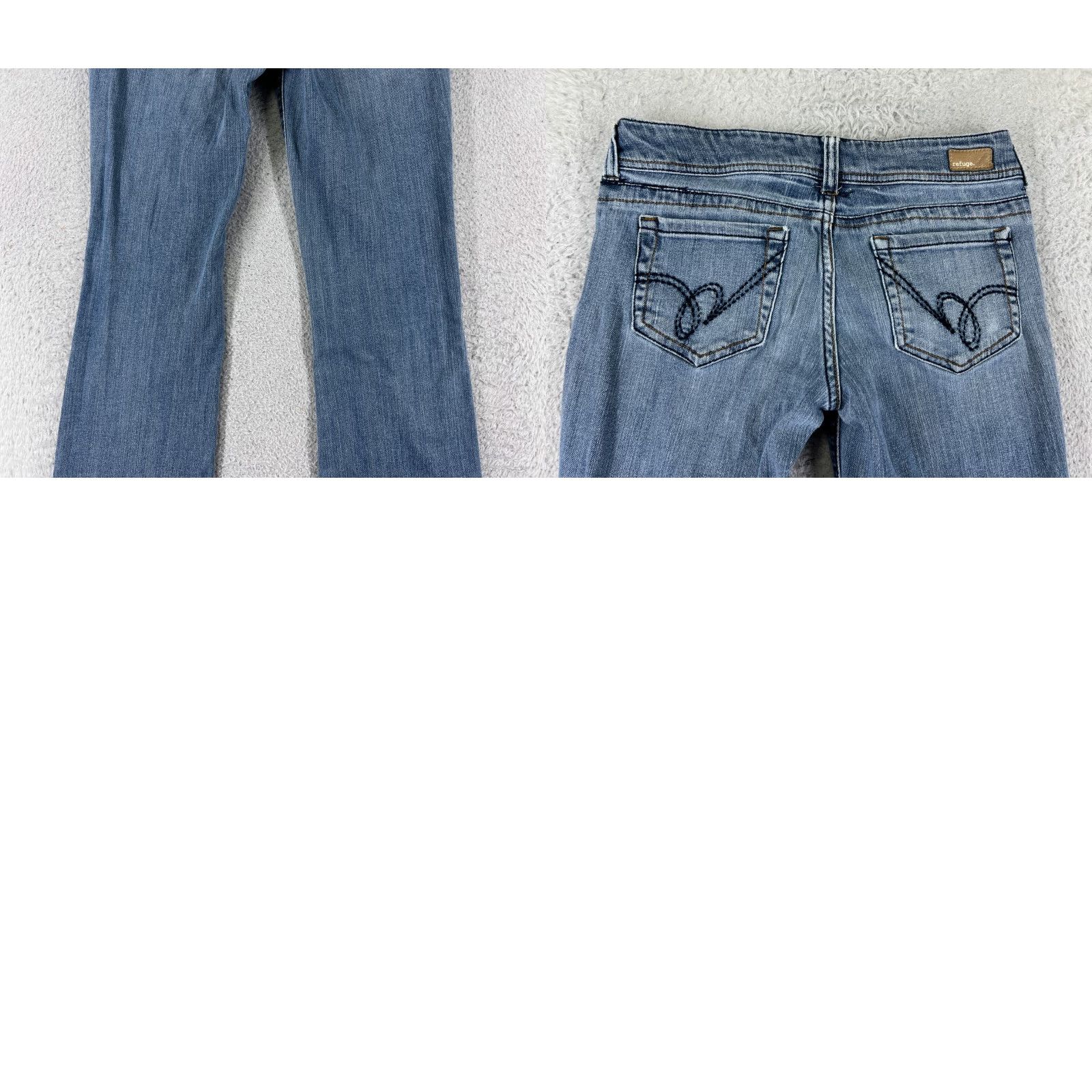 Denime Refuge Jeans Womens 7 Blue Denim Flared Distressed Embroidered Cotton Jeans Size 28" / US 6 / IT 42 - 10 Thumbnail