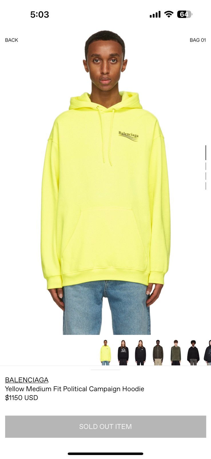 Balenciaga Balenciaga neon yellow campaign medium fit hoodie Size US L / EU 52-54 / 3 - 14 Thumbnail