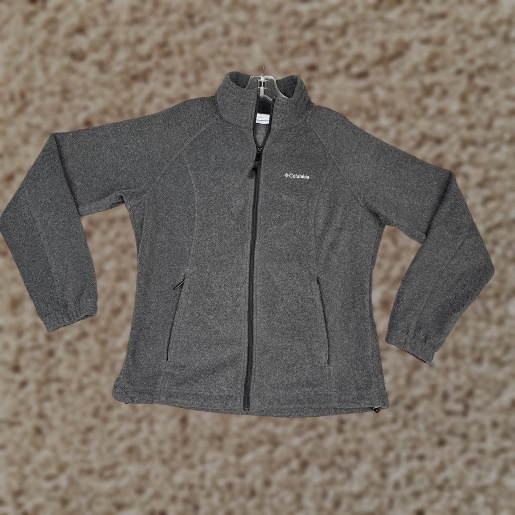 Vintage Columbia Jacket Womens Medium Gray Fleece Full Zip Mock Neck Outdoor Hiking Jacket Size M / US 6-8 / IT 42-44 - 1 Thumbnail