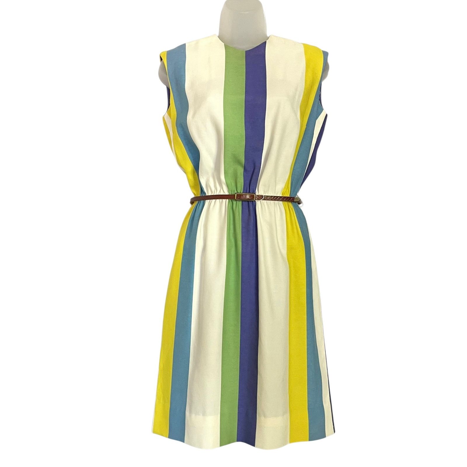 Vintage Vintage Stacy Ames 1960s Striped Sleeveless Sheath Dress Size S / US 4 / IT 40 - 1 Thumbnail