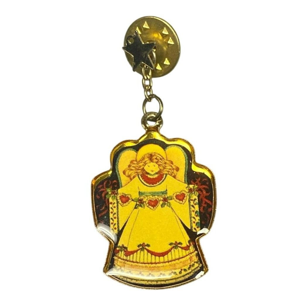 Other Vintage Enamel Angel Charm Dangle Pin Brooch Silver-Tone Sta Size ONE SIZE - 1 Thumbnail
