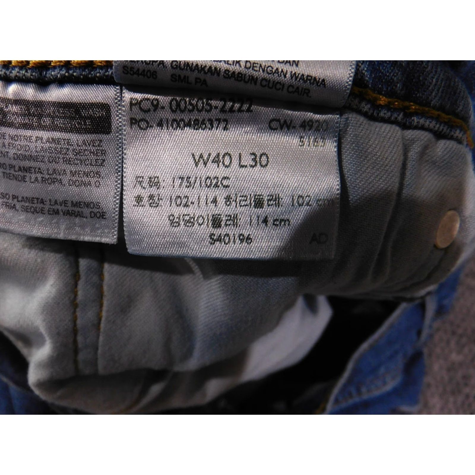 Levi's Levi's Jeans Mens 40x30 Blue Straight Leg Stretch Denim 5-Pocket Zip Fly Rivets Size US 40 / EU 56 - 6 Thumbnail