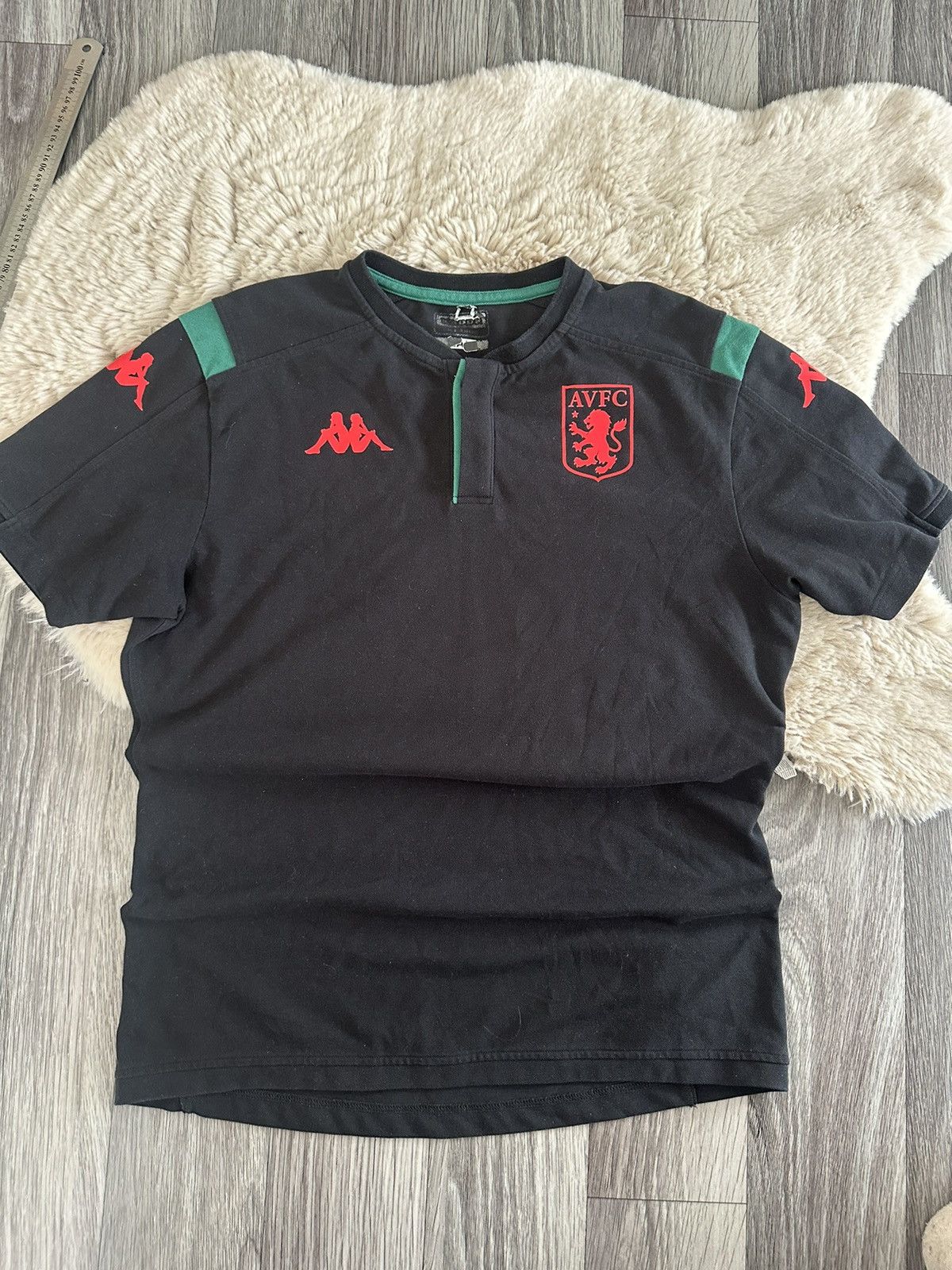 Kappa 2019/2020 Aston Villa Black Polo T Shirt Blokecore, Men’s