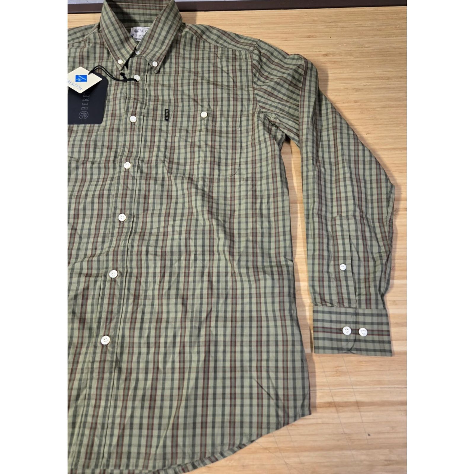 Vintage Beretta Shirt Mens Large Green Plaid Button Down Long Sleeve Hunting Tartan NWT Size US L / EU 52-54 / 3 - 2 Thumbnail