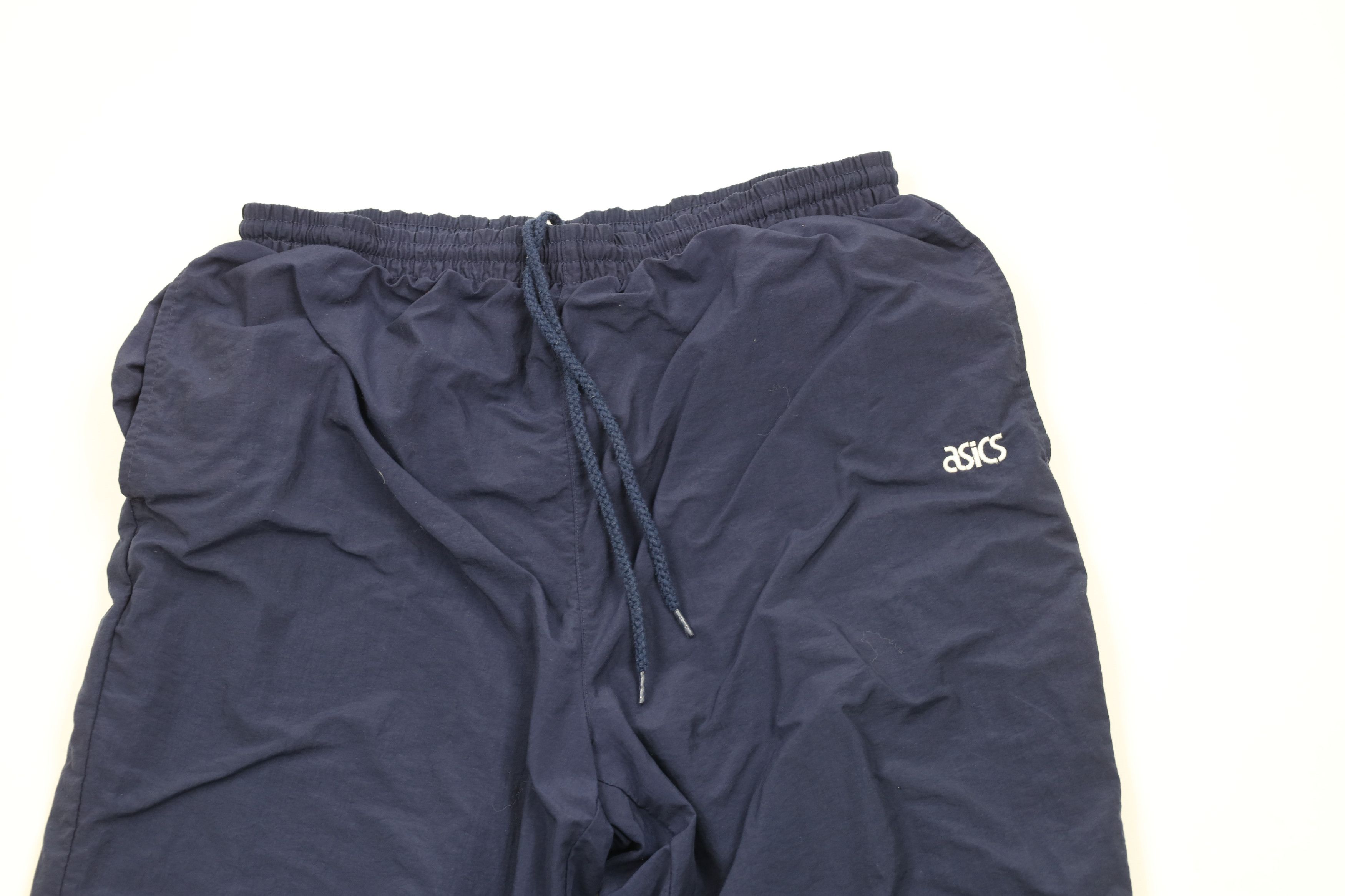 Asics × Vintage Vintage 90s Asics Spell Out Lined Windbreaker Pants Blue Size US 34 / EU 50 - 2 Thumbnail