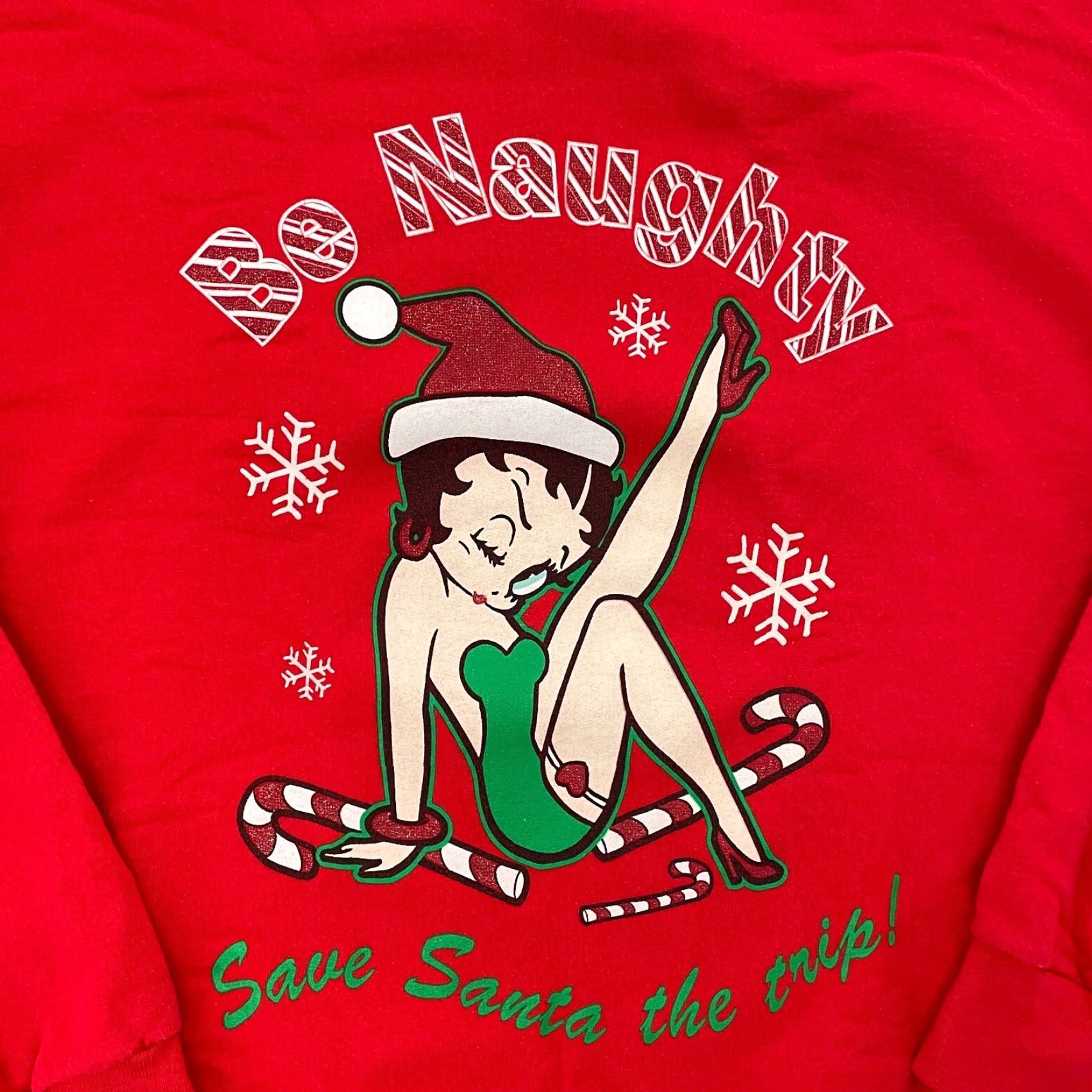 Vintage VINTAGE Betty Boop Sweater Women L Red Christmas Fleece Pullover Crew Neck Glitter Logo 90s Y2K Womens Size L / US 10 / IT 46 - 4 Thumbnail