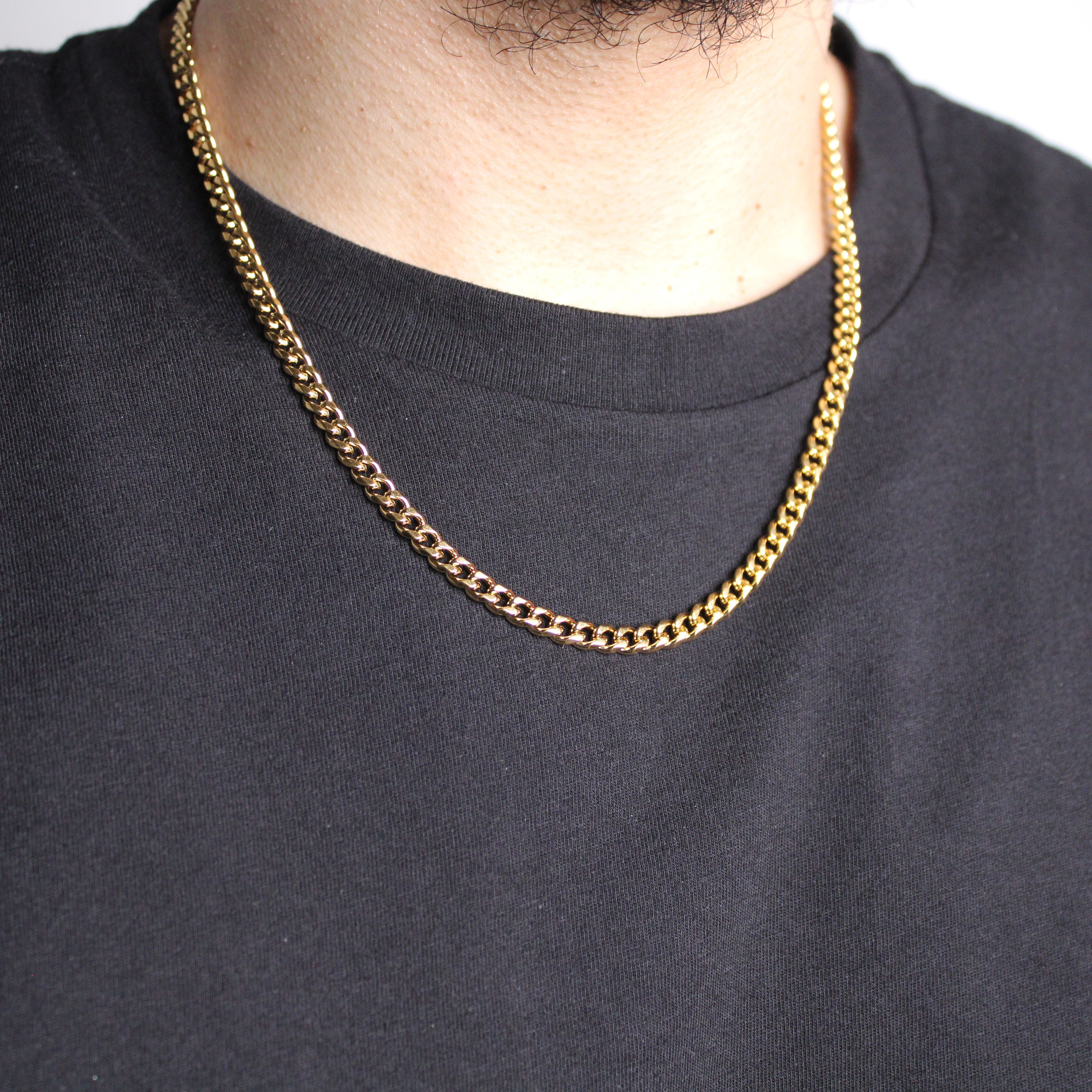 Jewelry Gold 5mm Cuban Link Chain 18" - 24" Size ONE SIZE - 3 Thumbnail