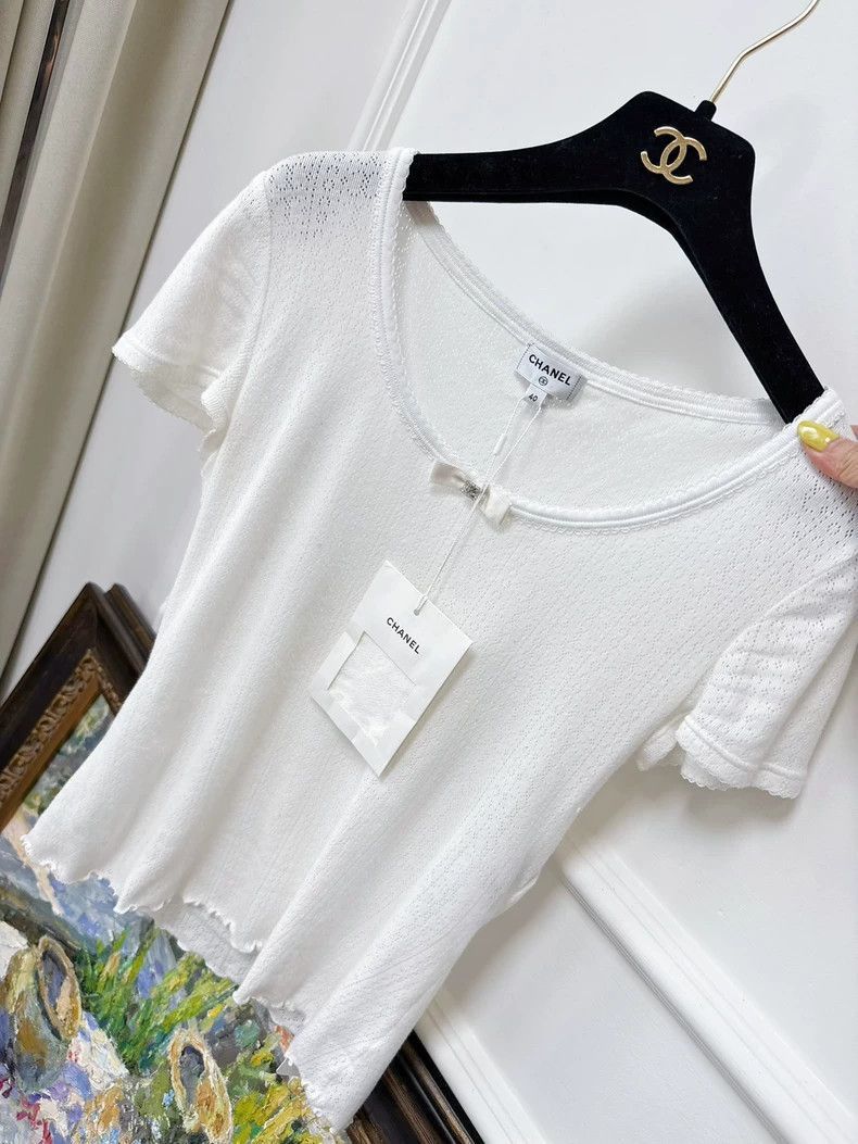 Chanel Chanel White Butterfly Bow Short Sleeve T-Shirt Size L / US 10 / IT 46 - 2 Thumbnail
