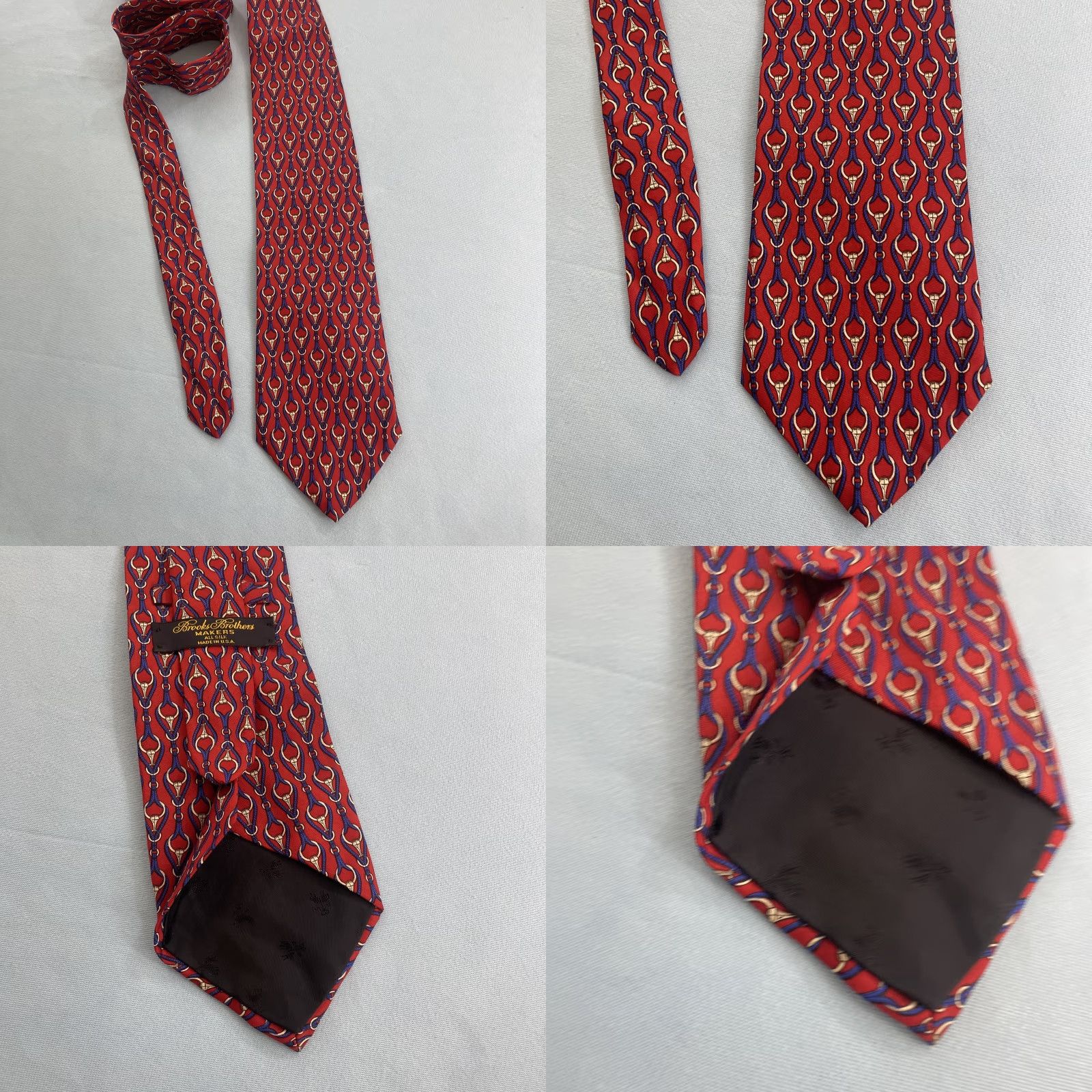 Brooks Brothers Vtg Brooks Brothers Makers Silk Tie Art Deco Chain Longhorns Bulls Red USA 4x58 Size ONE SIZE - 10 Thumbnail