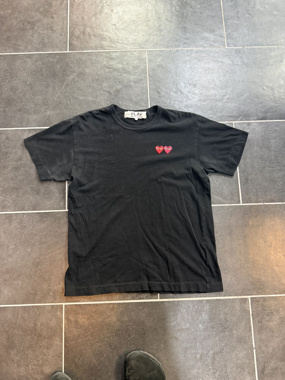 Comme des Garcons PLAY Comme Des Garcons Play Double Heart Black Tee Size US L / EU 52-54 / 3 - 1 Thumbnail