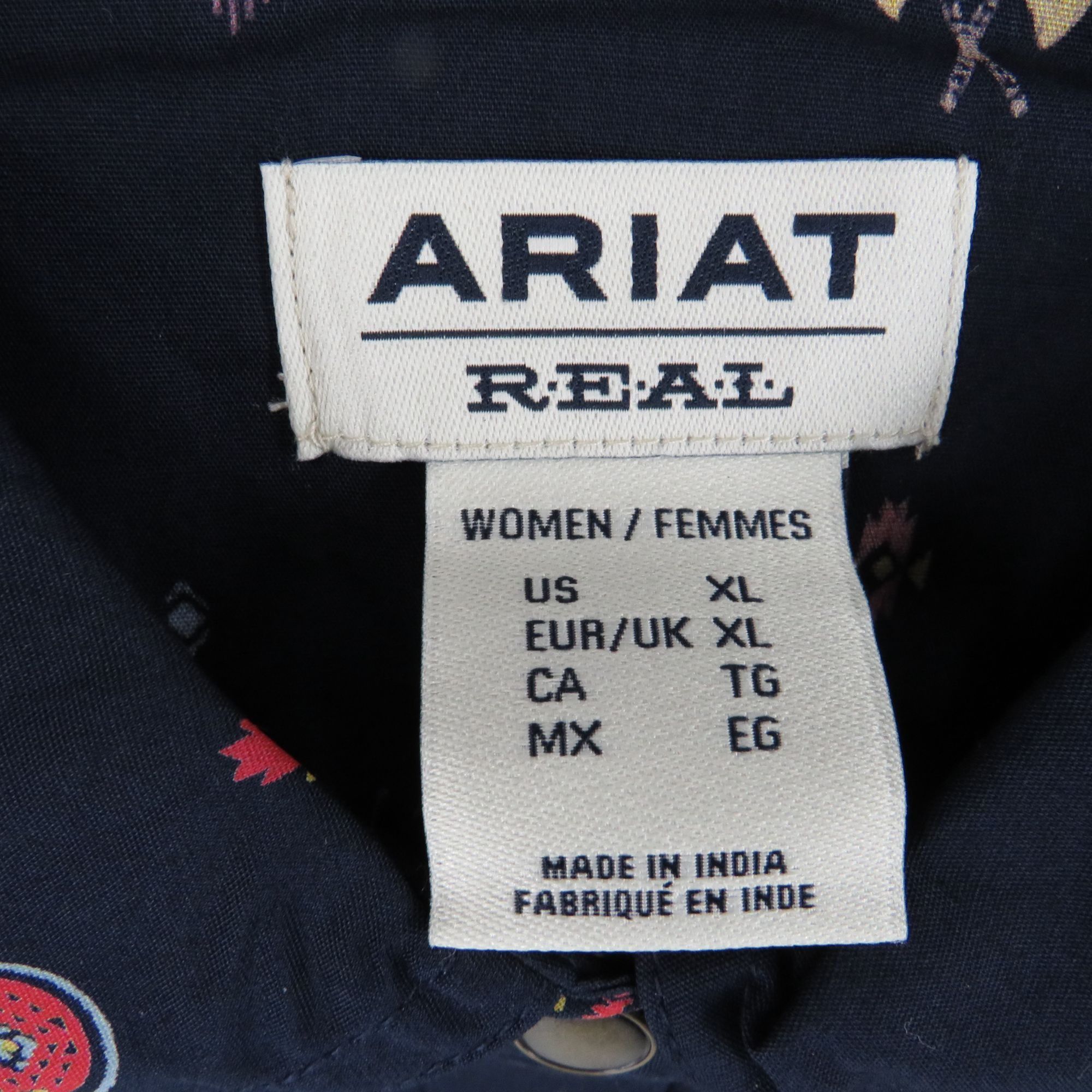 Ariat Ariat Womens Real Dakota Snap Long Sleeve Western Shirt Navy Size XL / US 12-14 / IT 48-50 - 7 Thumbnail